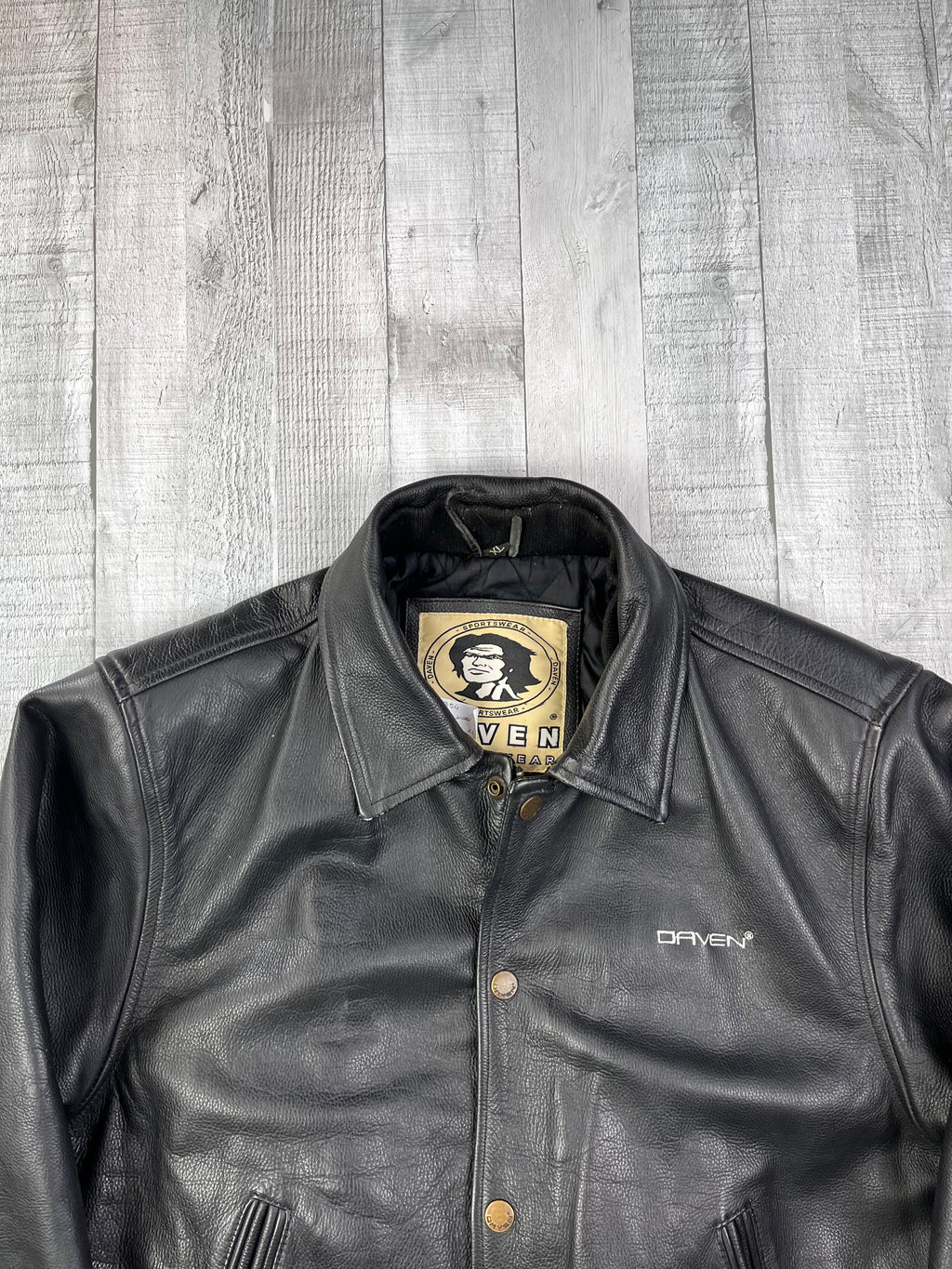 Daven Vintage Echtlederjacke 90s Schwarz XL