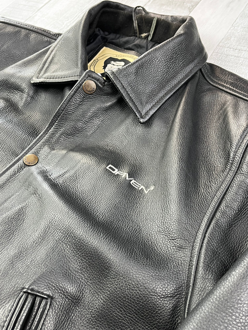 Daven Vintage Echtlederjacke 90s Schwarz XL