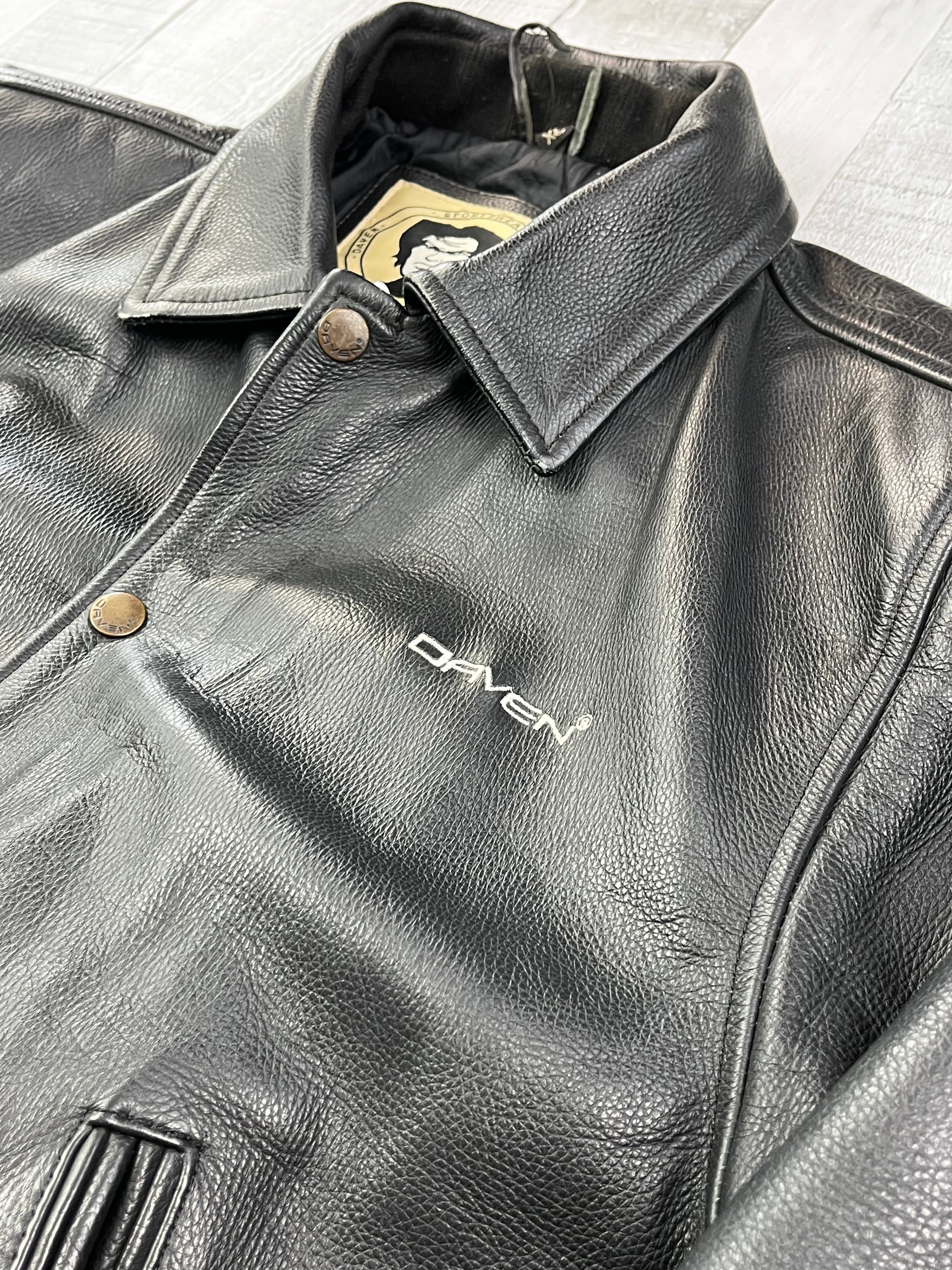 Daven Vintage Echtlederjacke 90s Schwarz XL