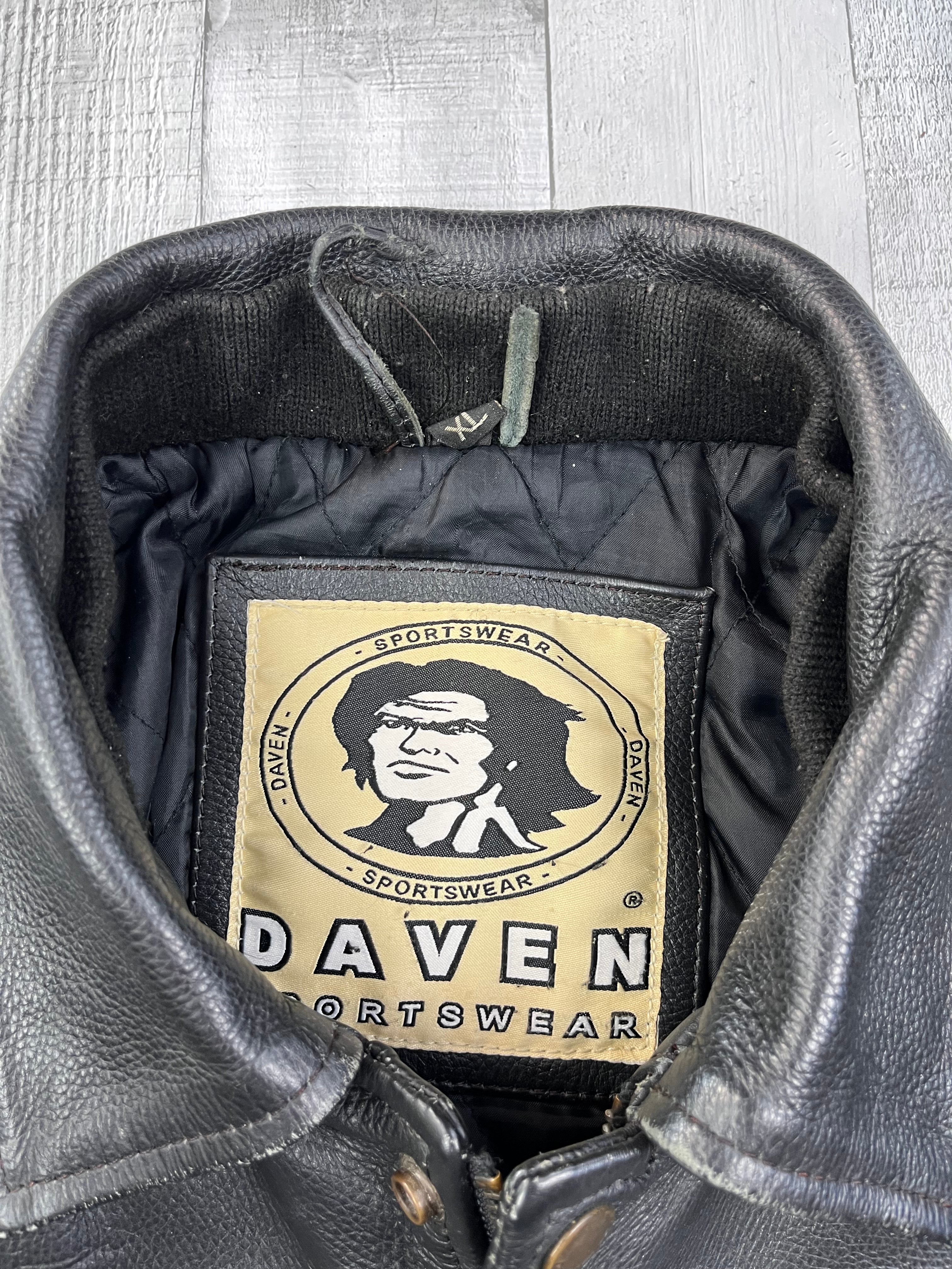 Daven Vintage Echtlederjacke 90s Schwarz XL