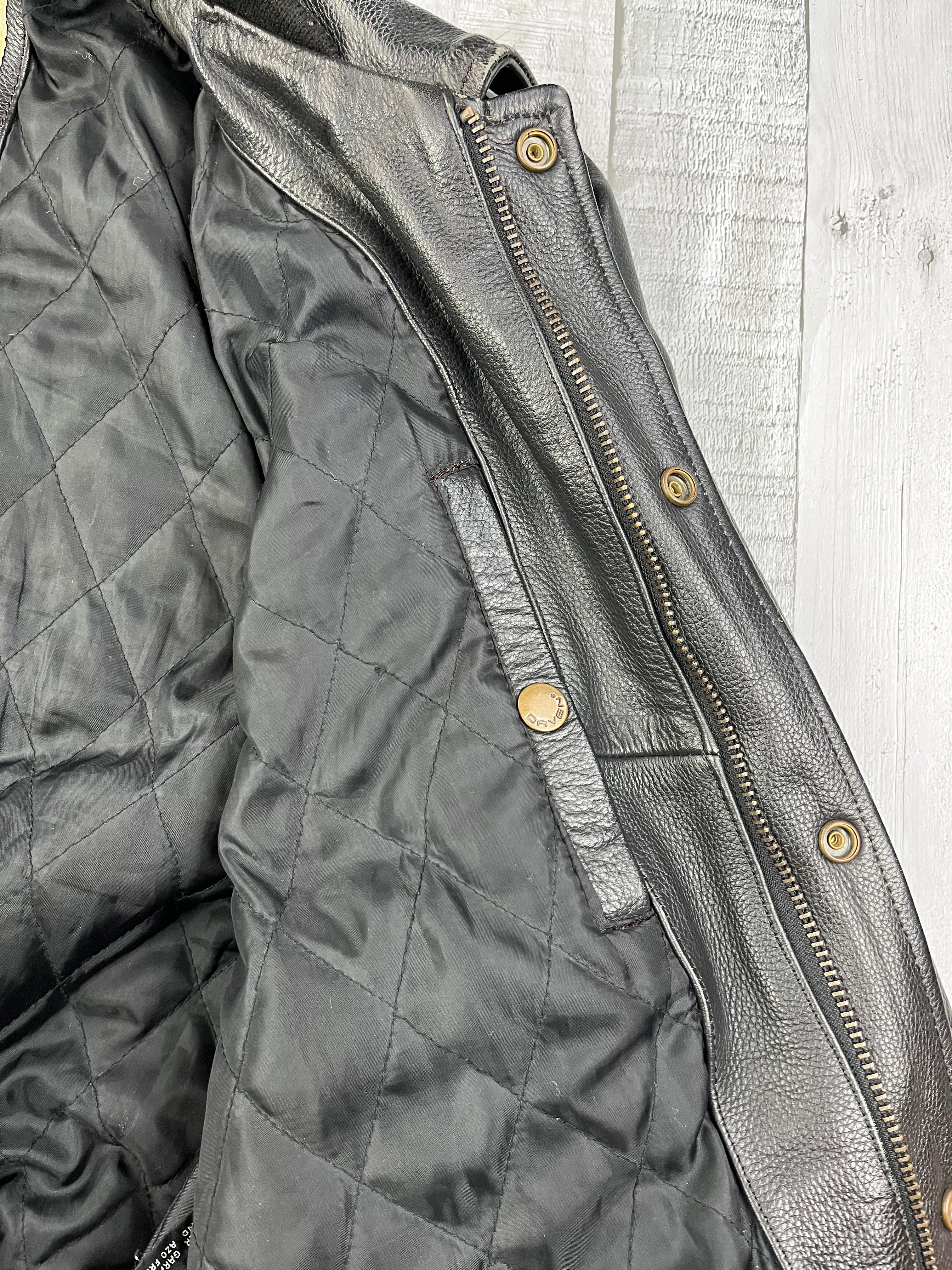 Daven Vintage Echtlederjacke 90s Schwarz XL