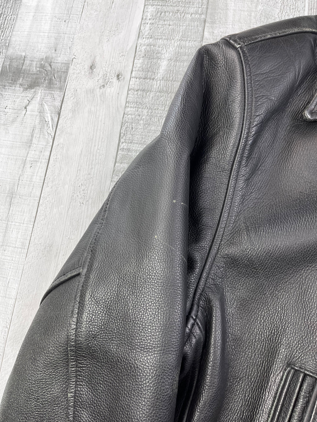 Daven Vintage Echtlederjacke College 90s Schwarz XL