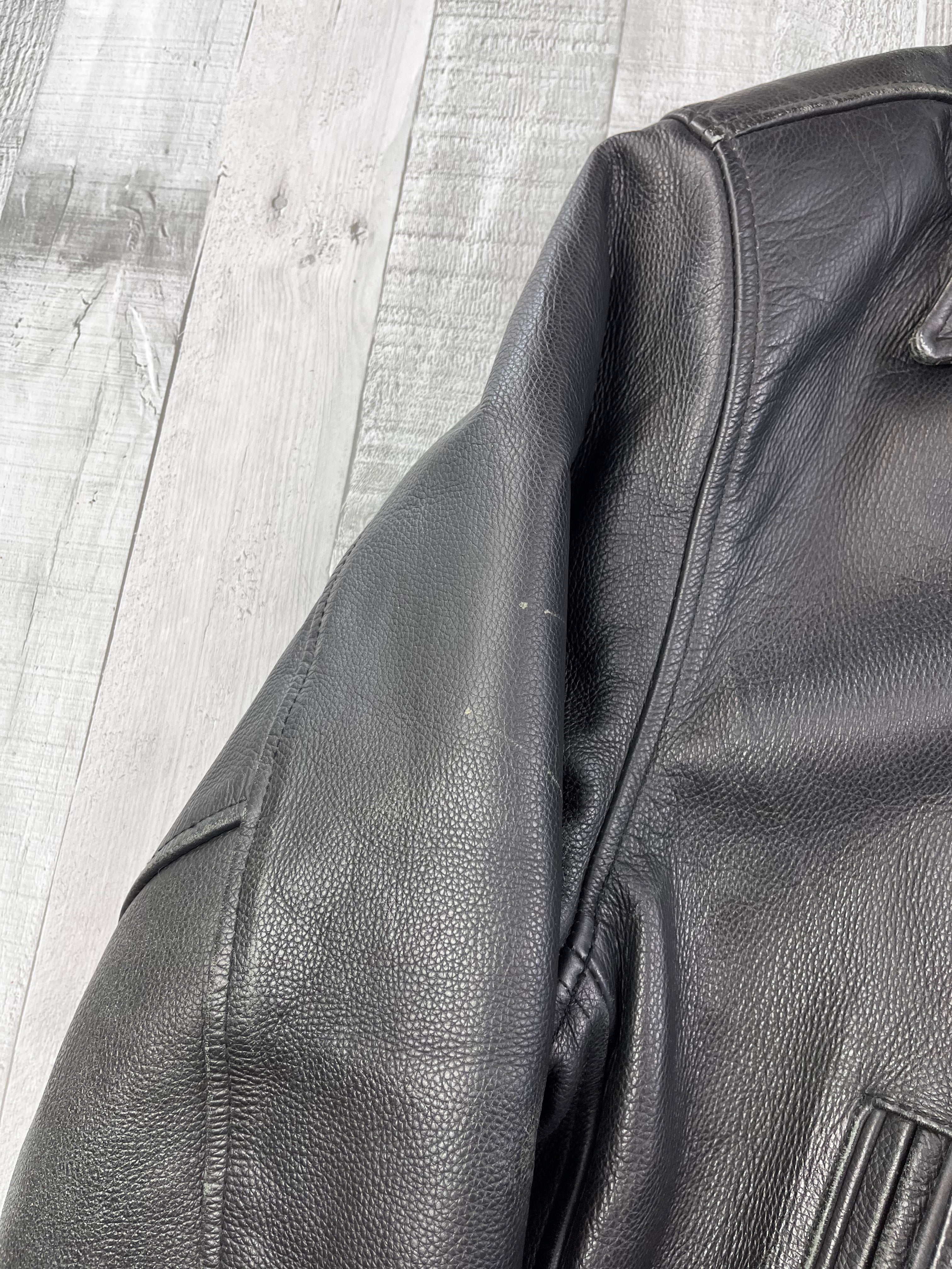 Daven Vintage Echtlederjacke College 90s Schwarz XL