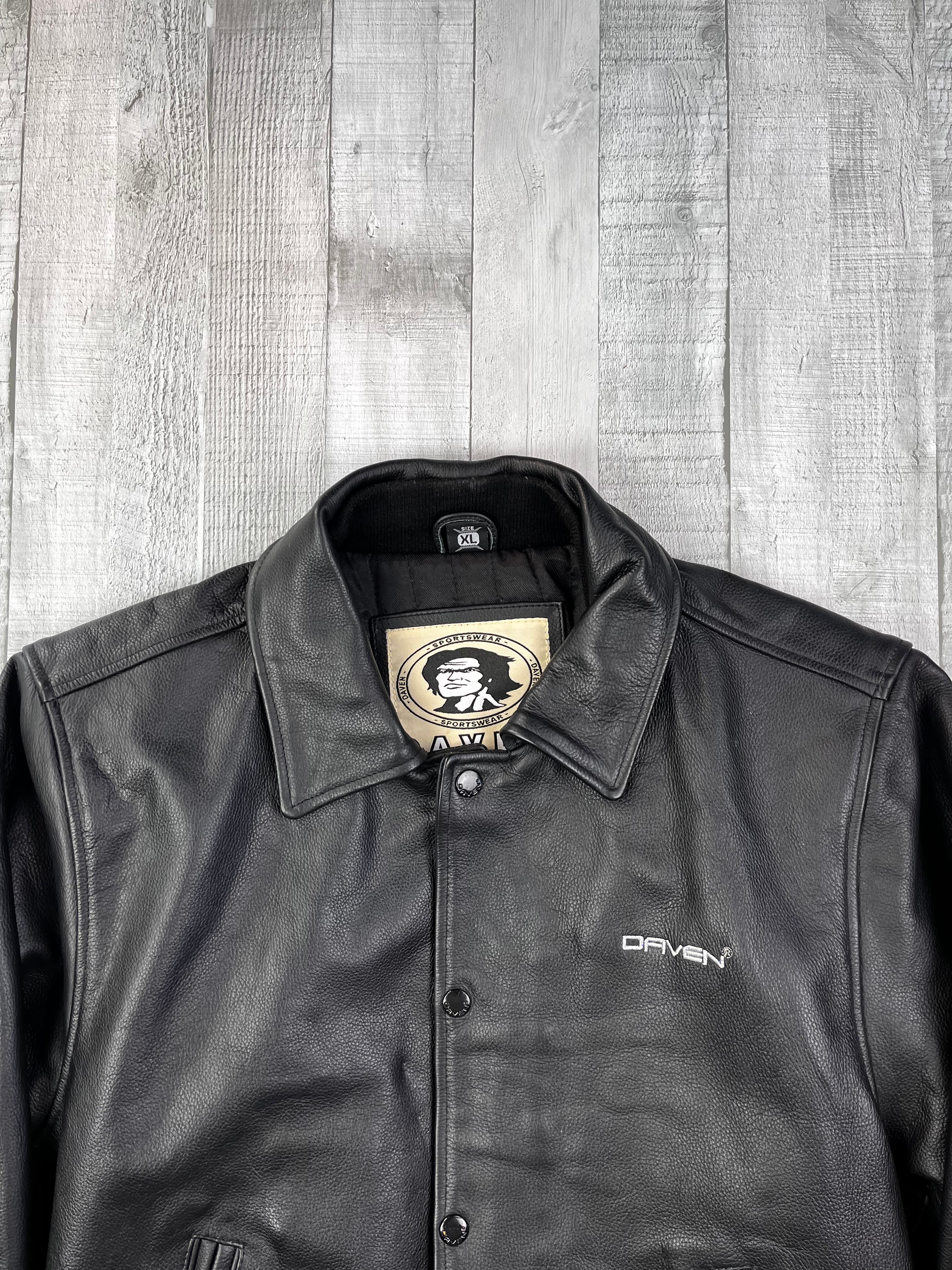 Daven Vintage Echtlederjacke 90s Schwarz XL