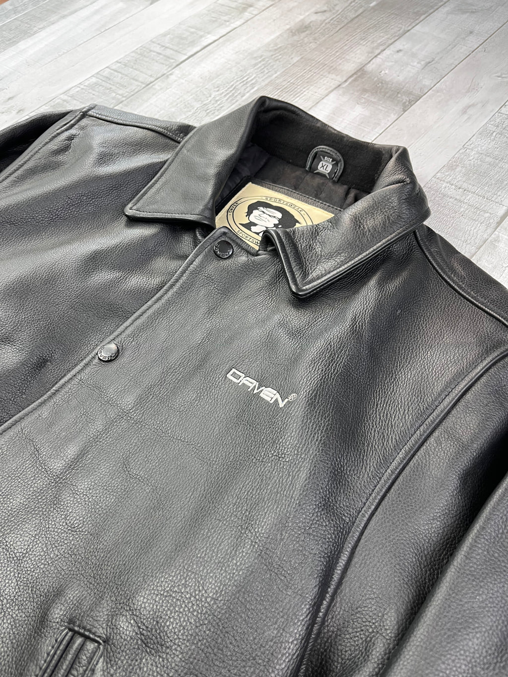 Daven Vintage Echtlederjacke 90s Schwarz XL