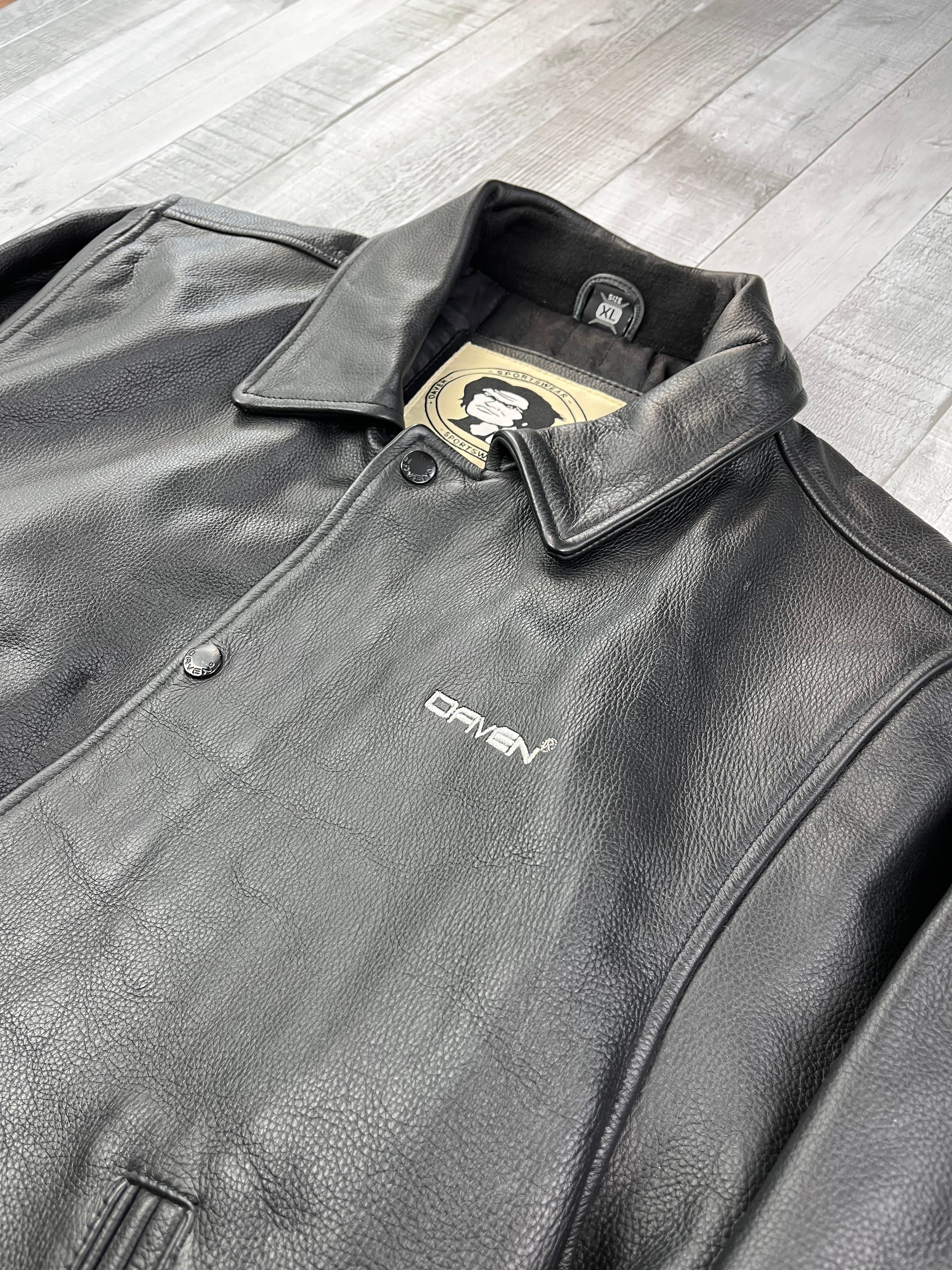 Daven Vintage Echtlederjacke 90s Schwarz XL