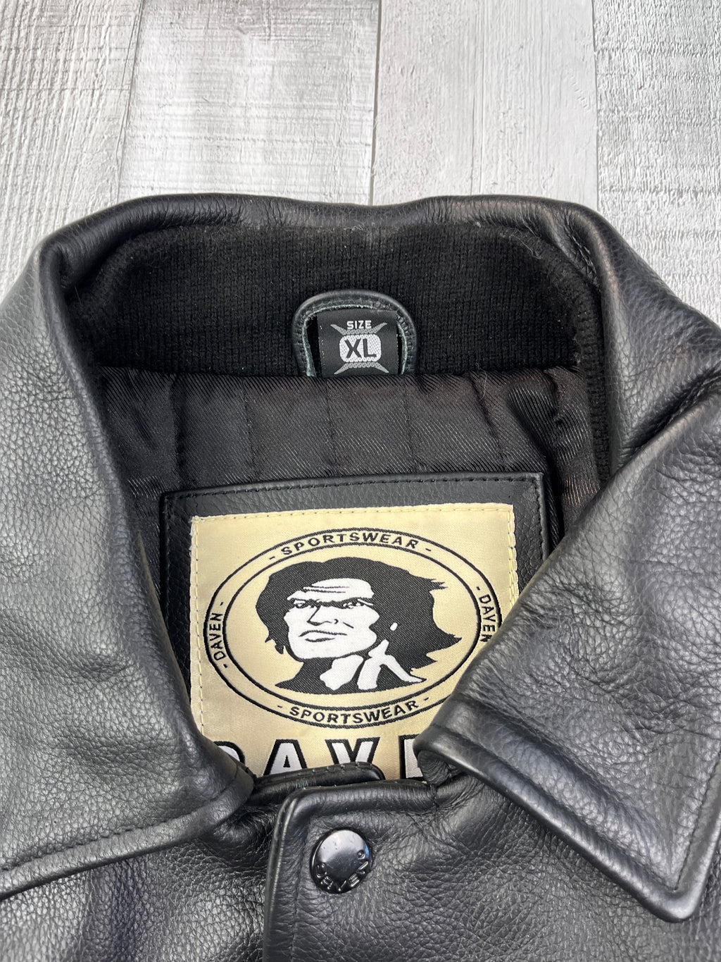 Daven Vintage Echtlederjacke 90s Schwarz XL