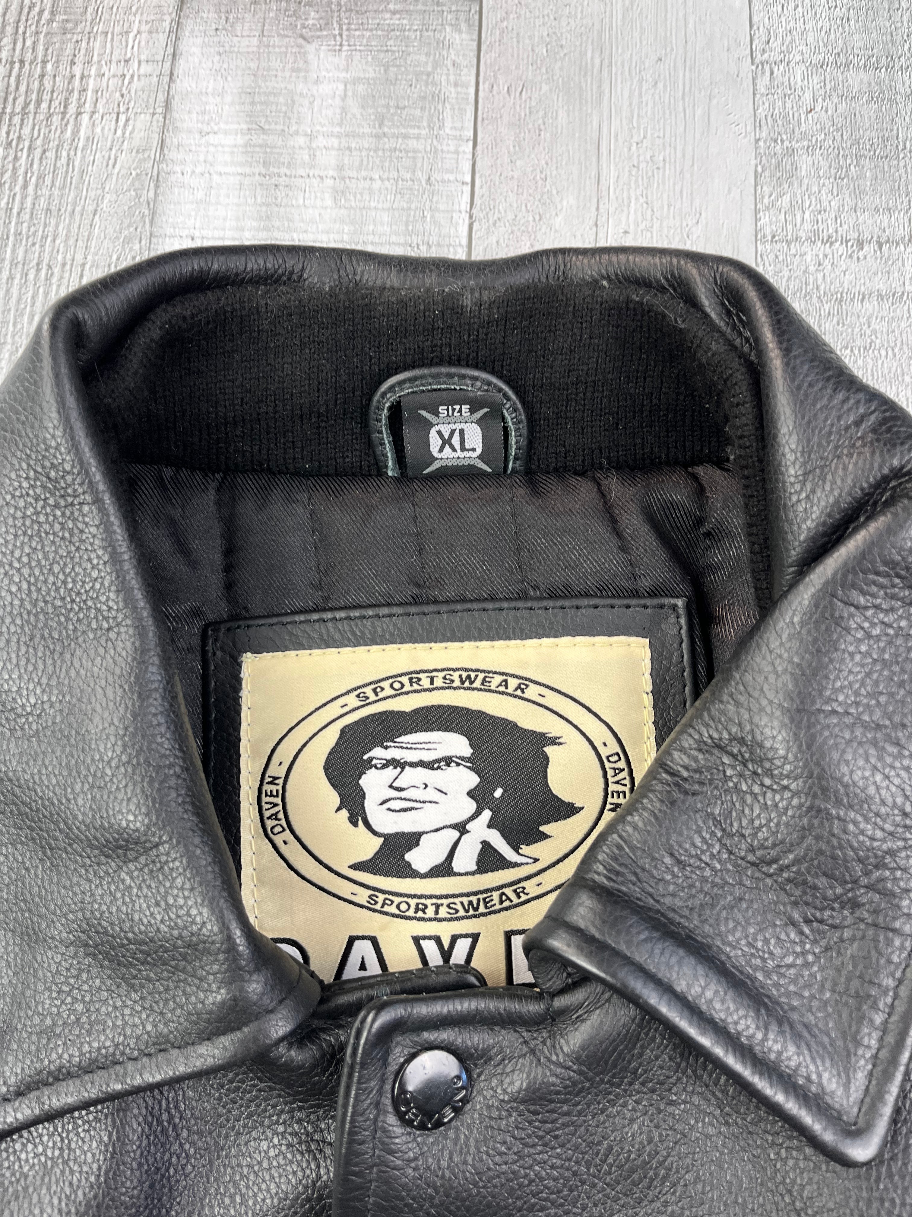 Daven Vintage Echtlederjacke 90s Schwarz XL