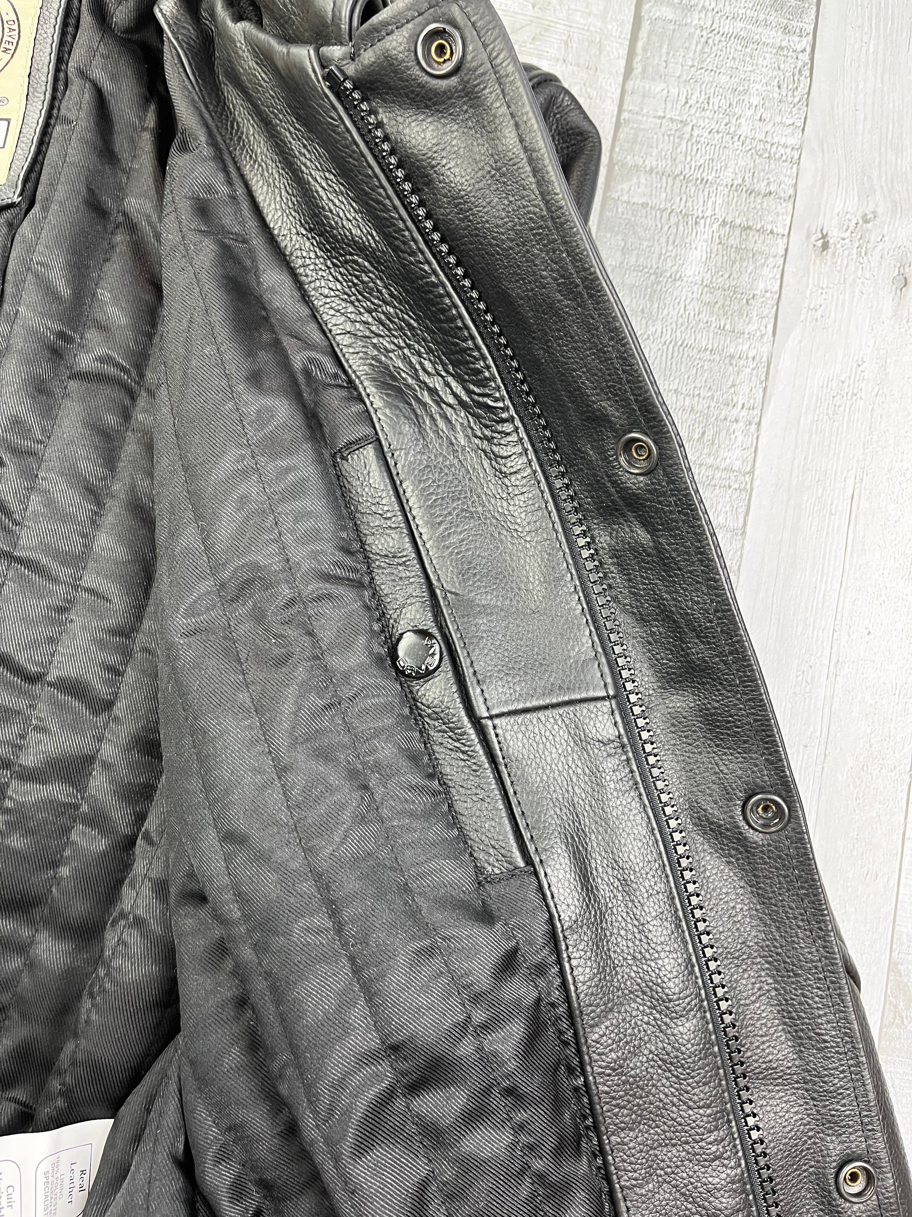 Daven Vintage Echtlederjacke 90s Schwarz XL