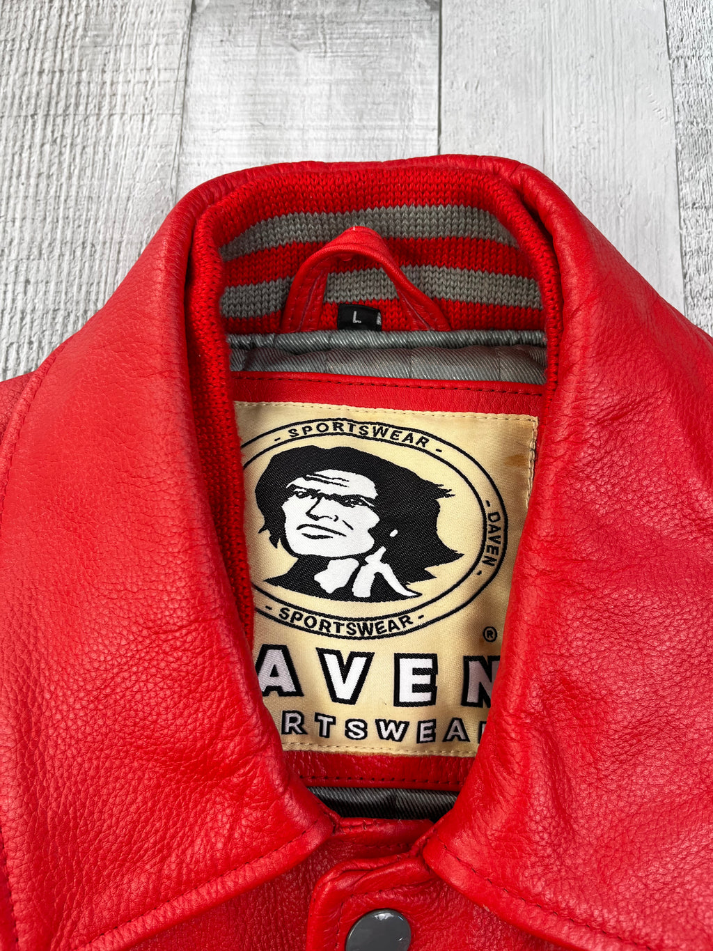 Daven Vintage Echtlederjacke Tigers Attack 90s Rot L