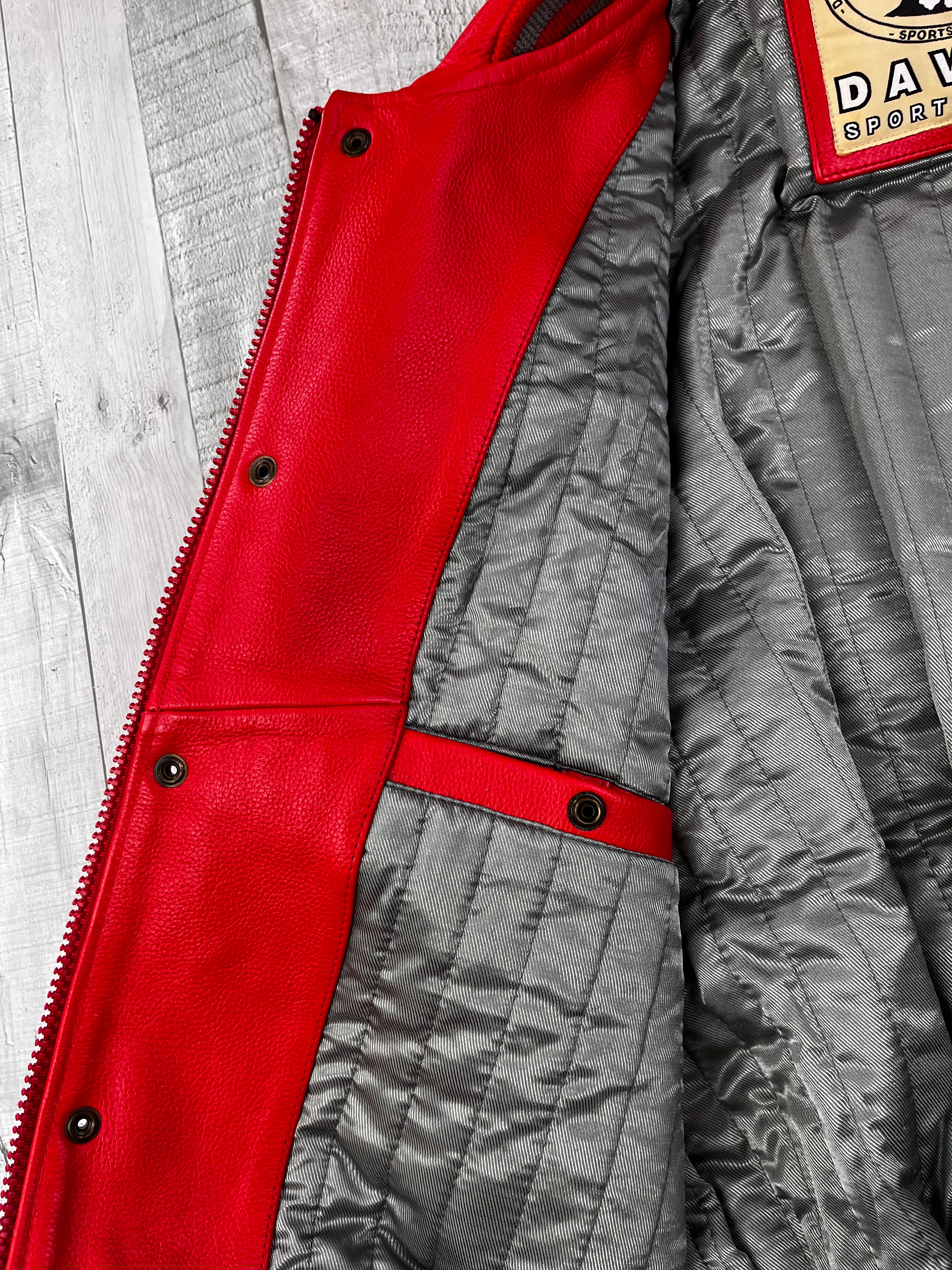 Daven Vintage Echtlederjacke Tigers Attack 90s Rot L