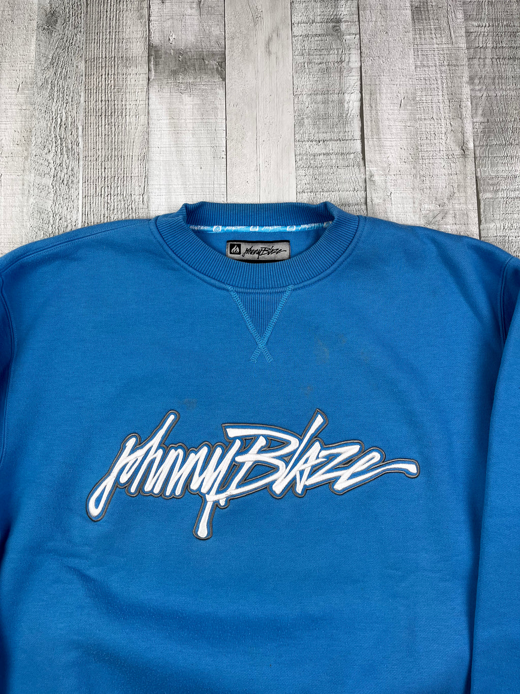 Johnny Blaze Vintage Sweater Rare 90s Blau L