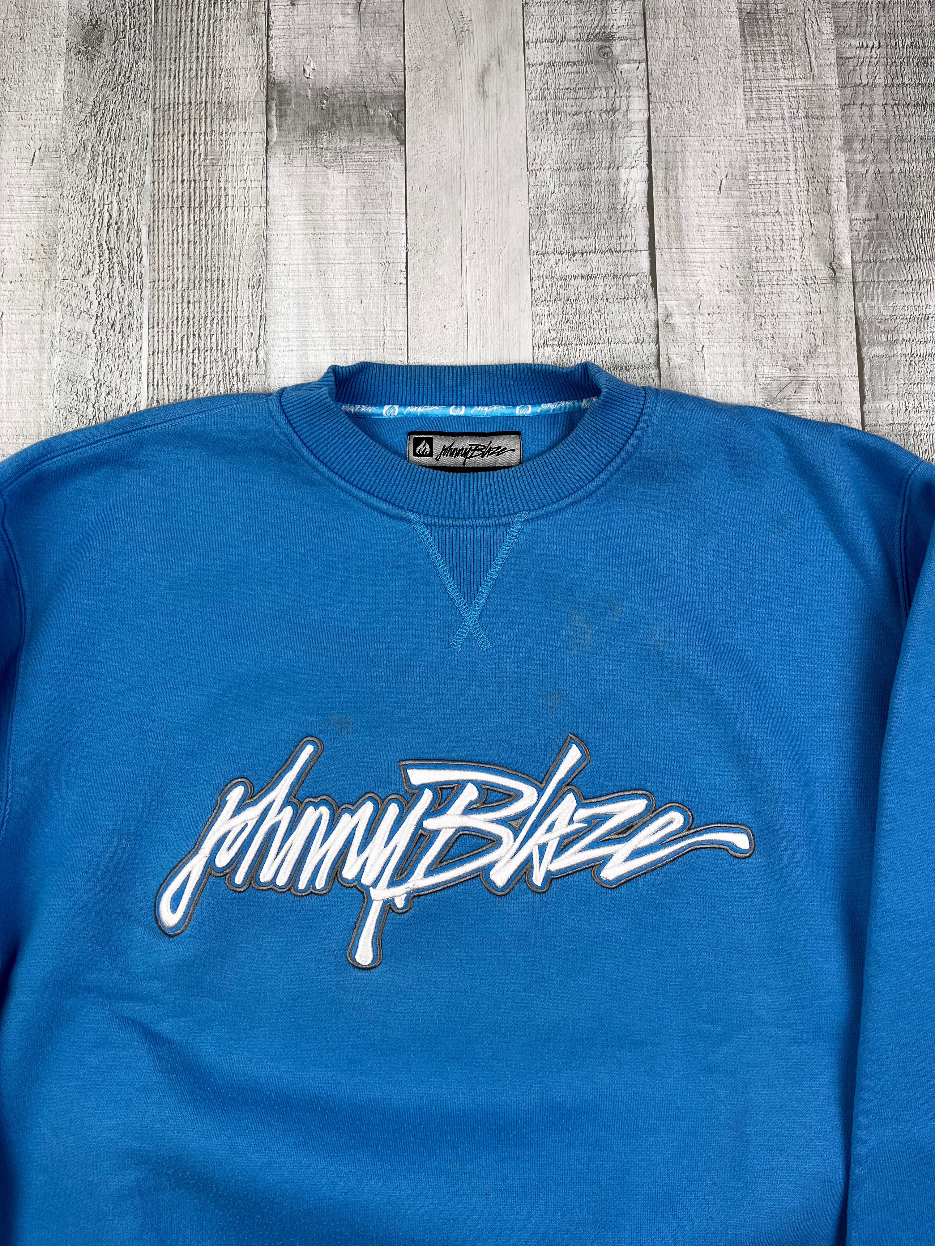 Johnny Blaze Vintage Sweater Rare 90s Blau L