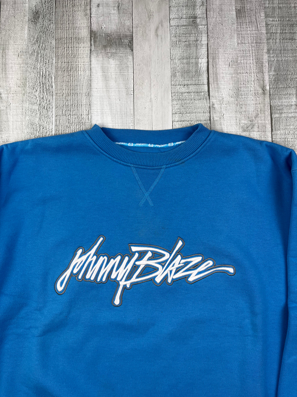 Johnny Blaze Sweater 90s Rare Blau XXL