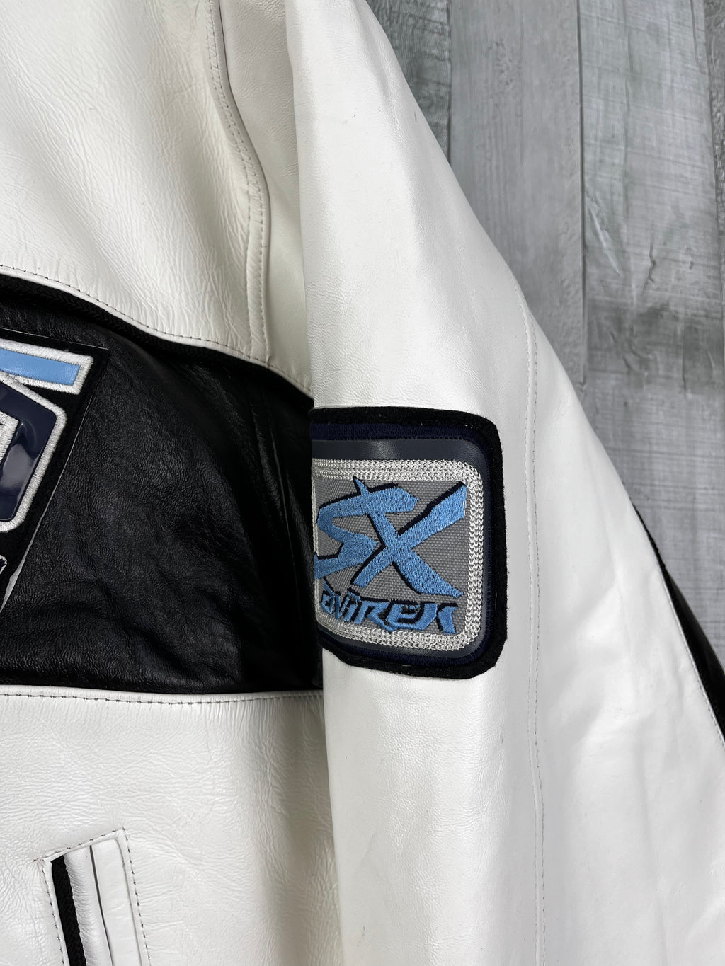 Avirex Vintage Echtlederjacke Black Spider 500 90s Weiß Schwarz 4XL