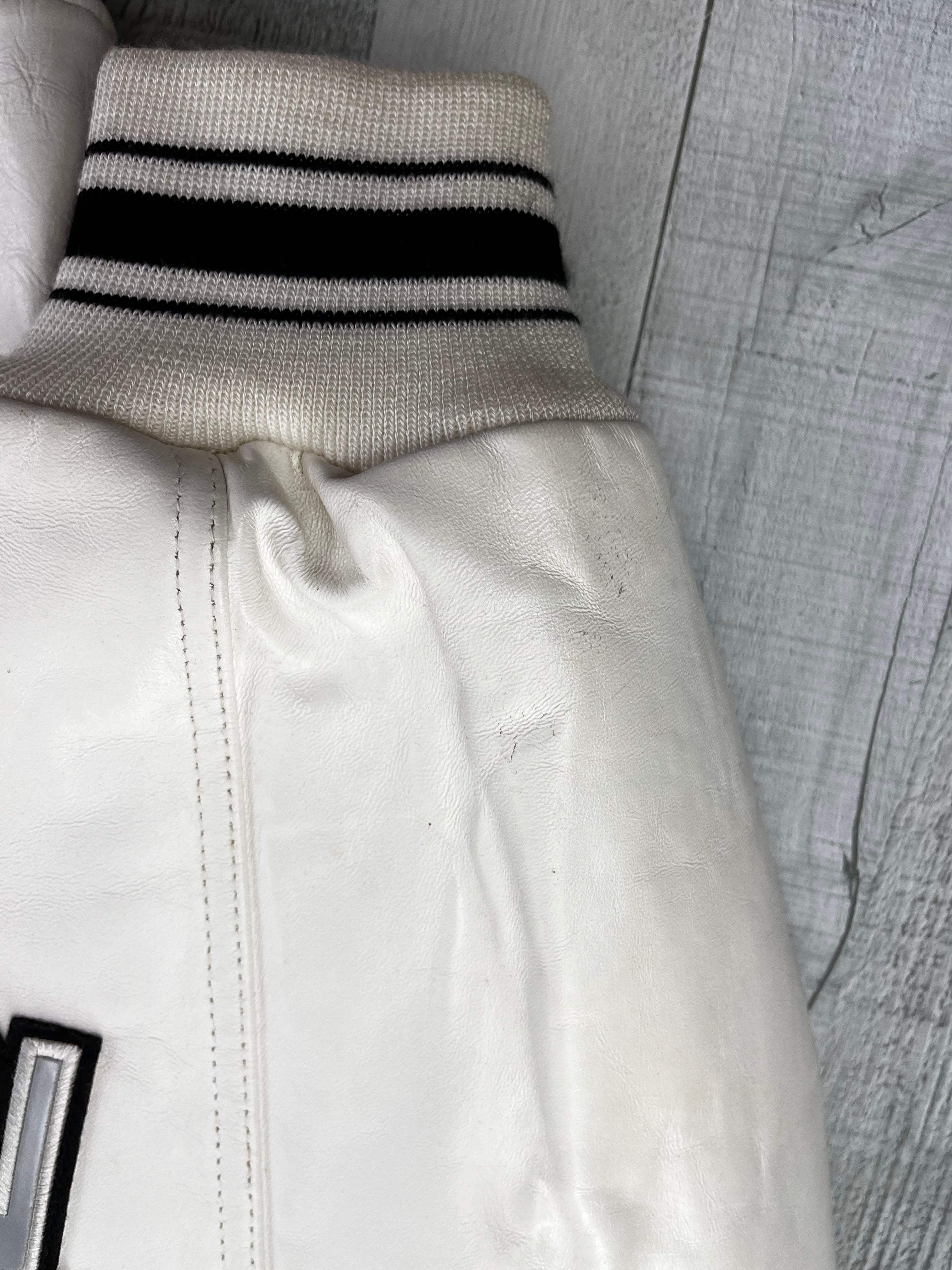 Avirex Vintage Echtlederjacke Black Spider 500 90s Weiß Schwarz 4XL