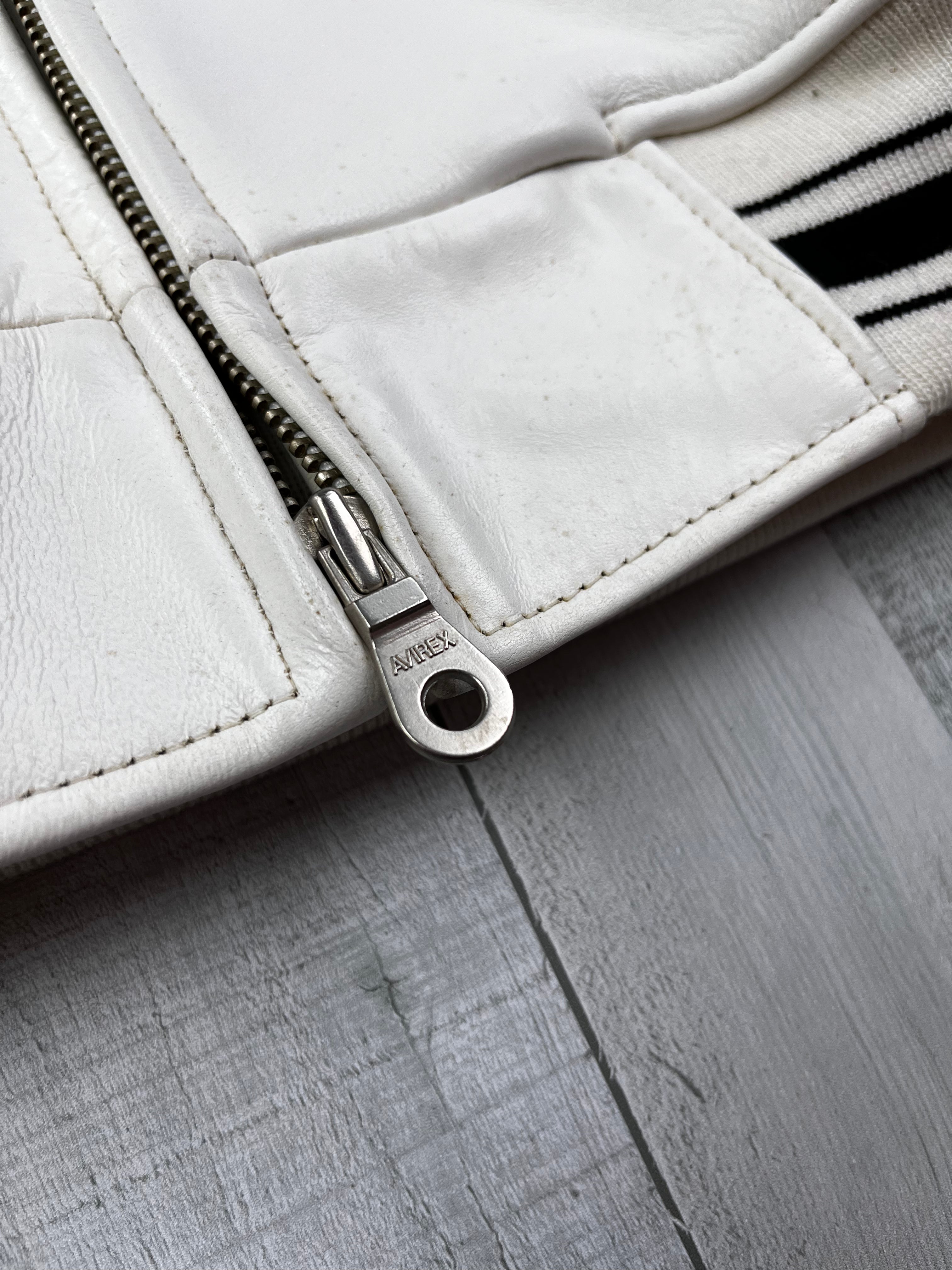 Avirex Vintage Echtlederjacke Black Spider 500 90s Weiß Schwarz 4XL