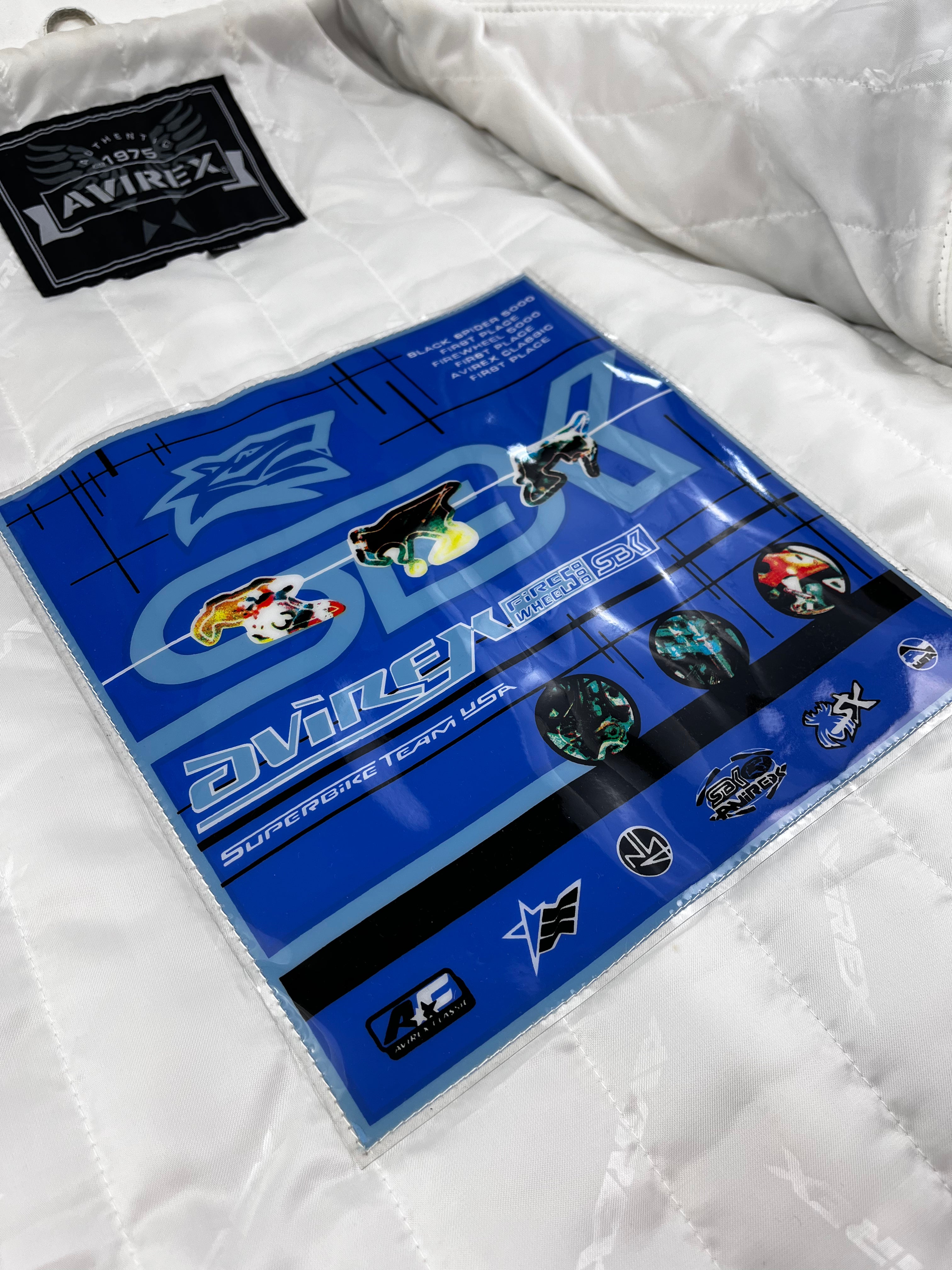 Avirex Vintage Echtlederjacke Black Spider 500 90s Weiß Schwarz 4XL