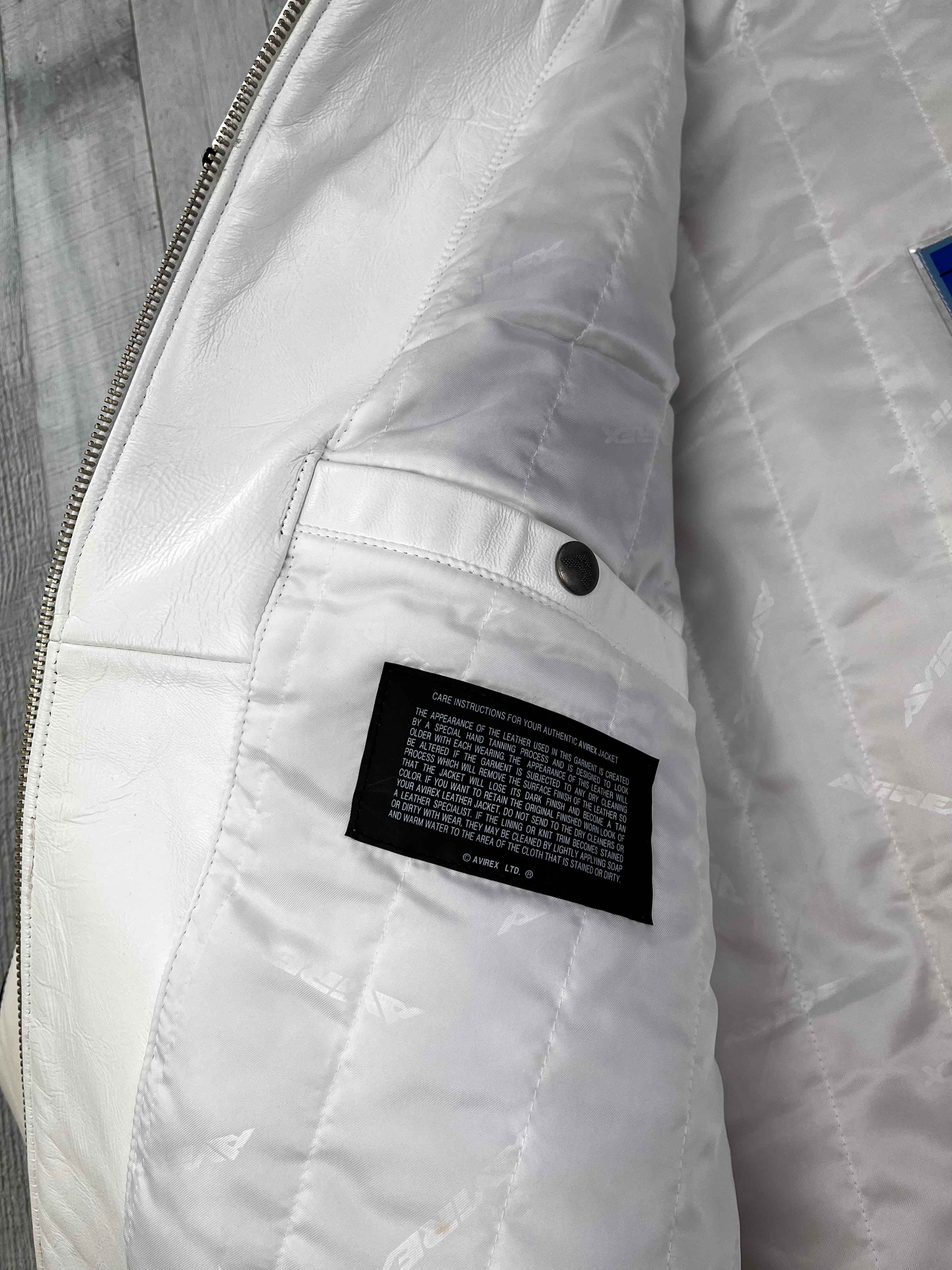 Avirex Vintage Echtlederjacke Black Spider 500 90s Weiß Schwarz 4XL