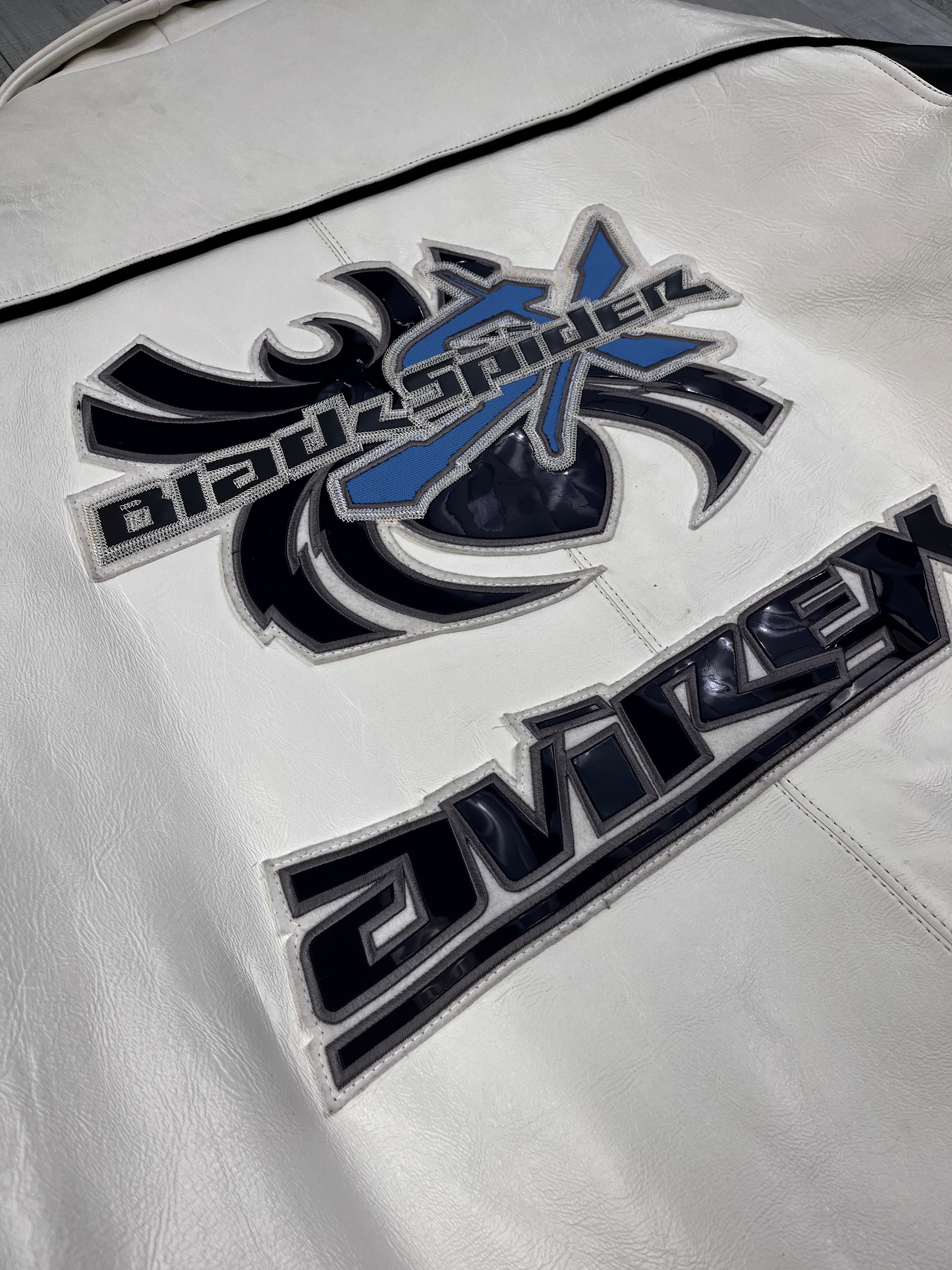 Avirex Vintage Echtlederjacke Black Spider 500 90s Weiß Schwarz 4XL