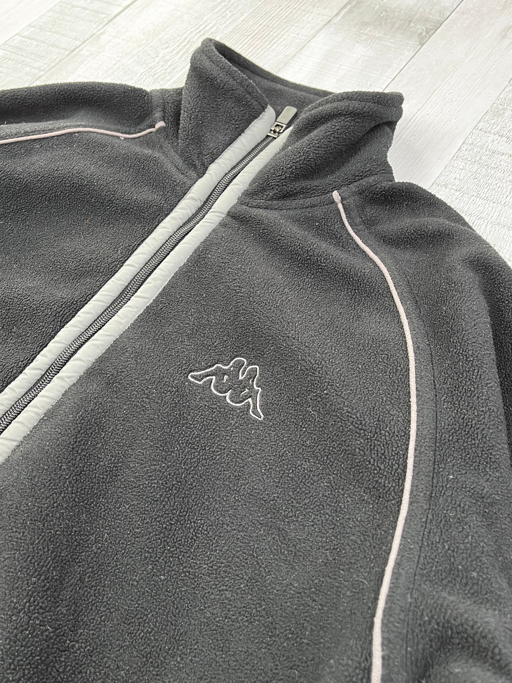 Kappa Vintage Fleecejacke Gummizug Schwarz S