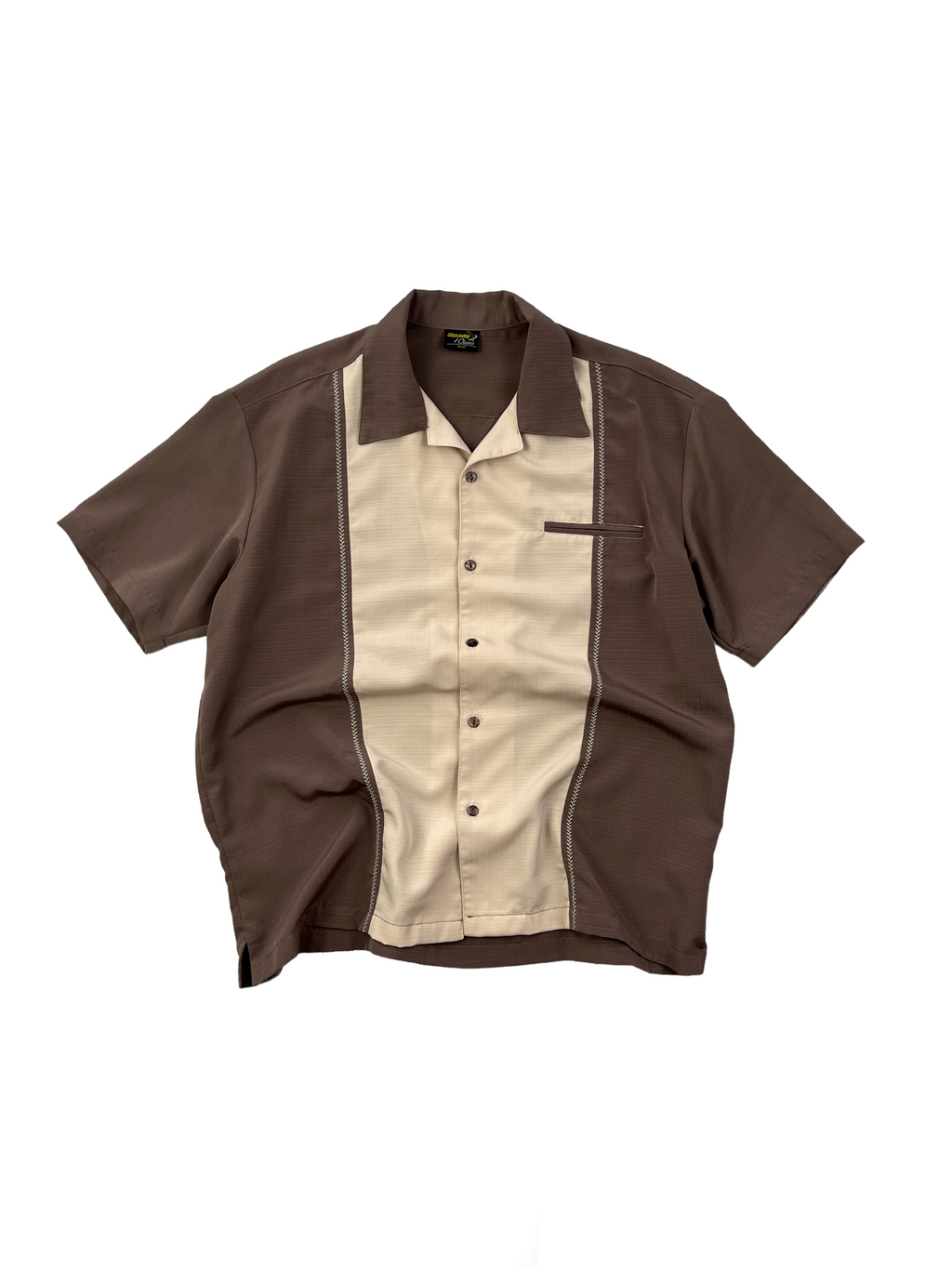 Steady Classics Vintage Hemd Bowling 90s Braun Beige L