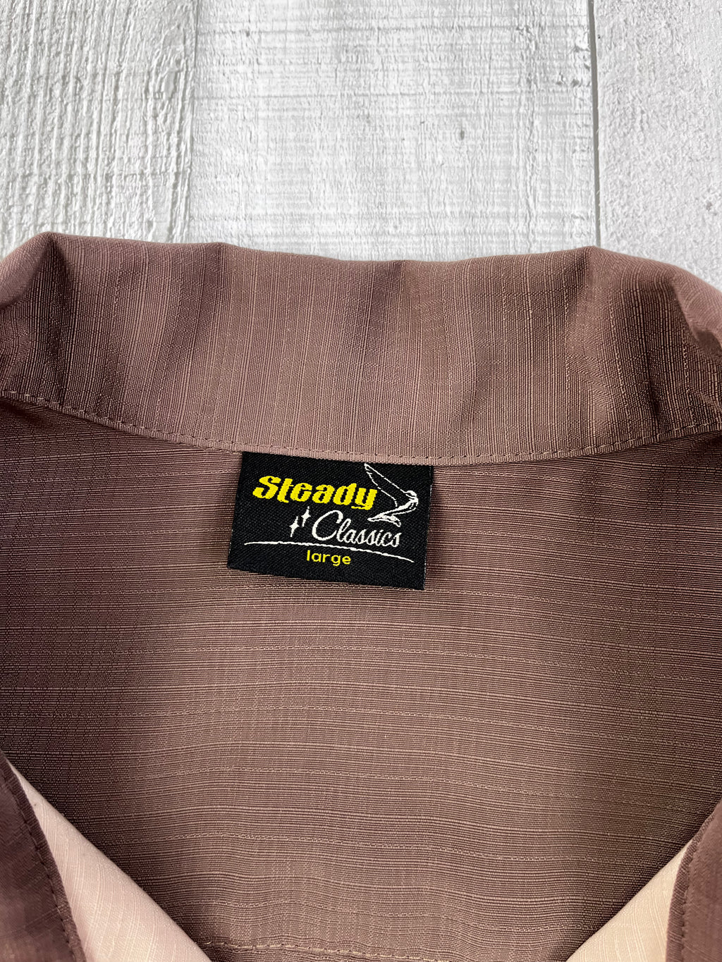 Steady Classics Vintage Hemd Bowling 90s Braun Beige L