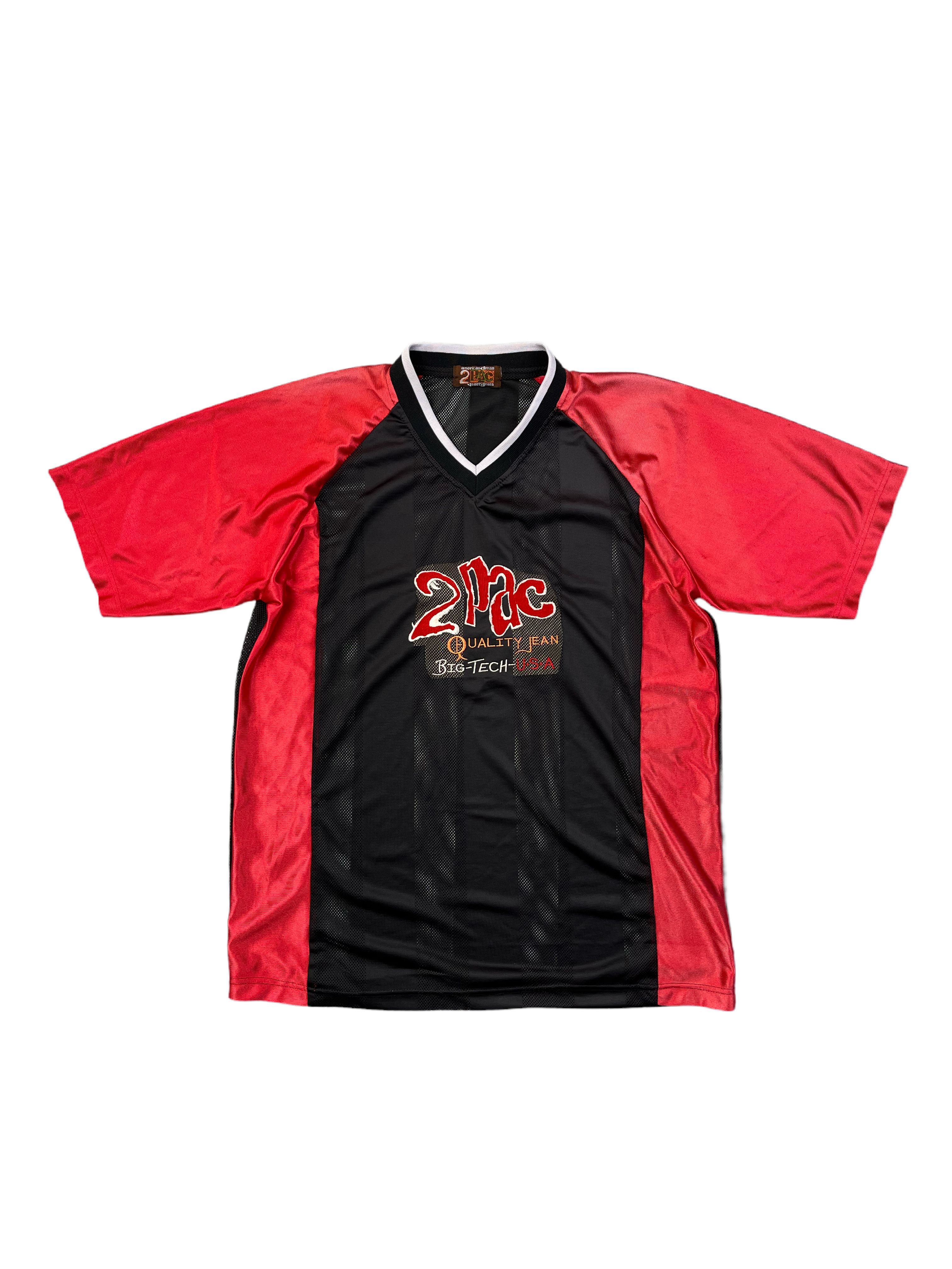2Pac Vintage Trikot Sport Luftig 90s Selten Rot Schwarz L