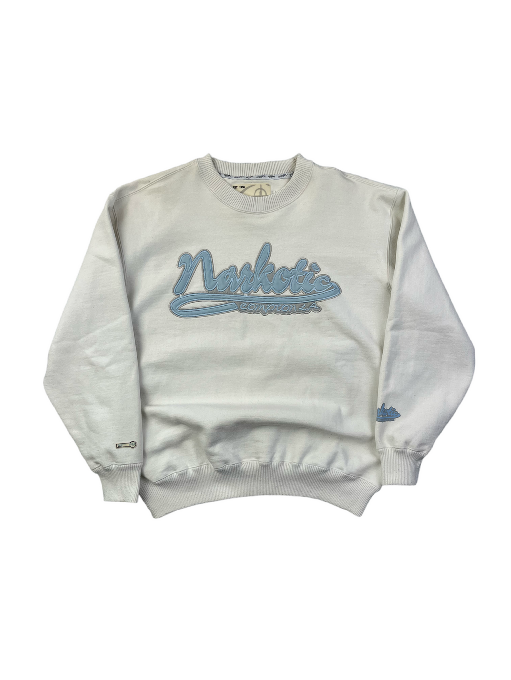Narcotic Vintage Sweater 90s Weiß Hellblau L
