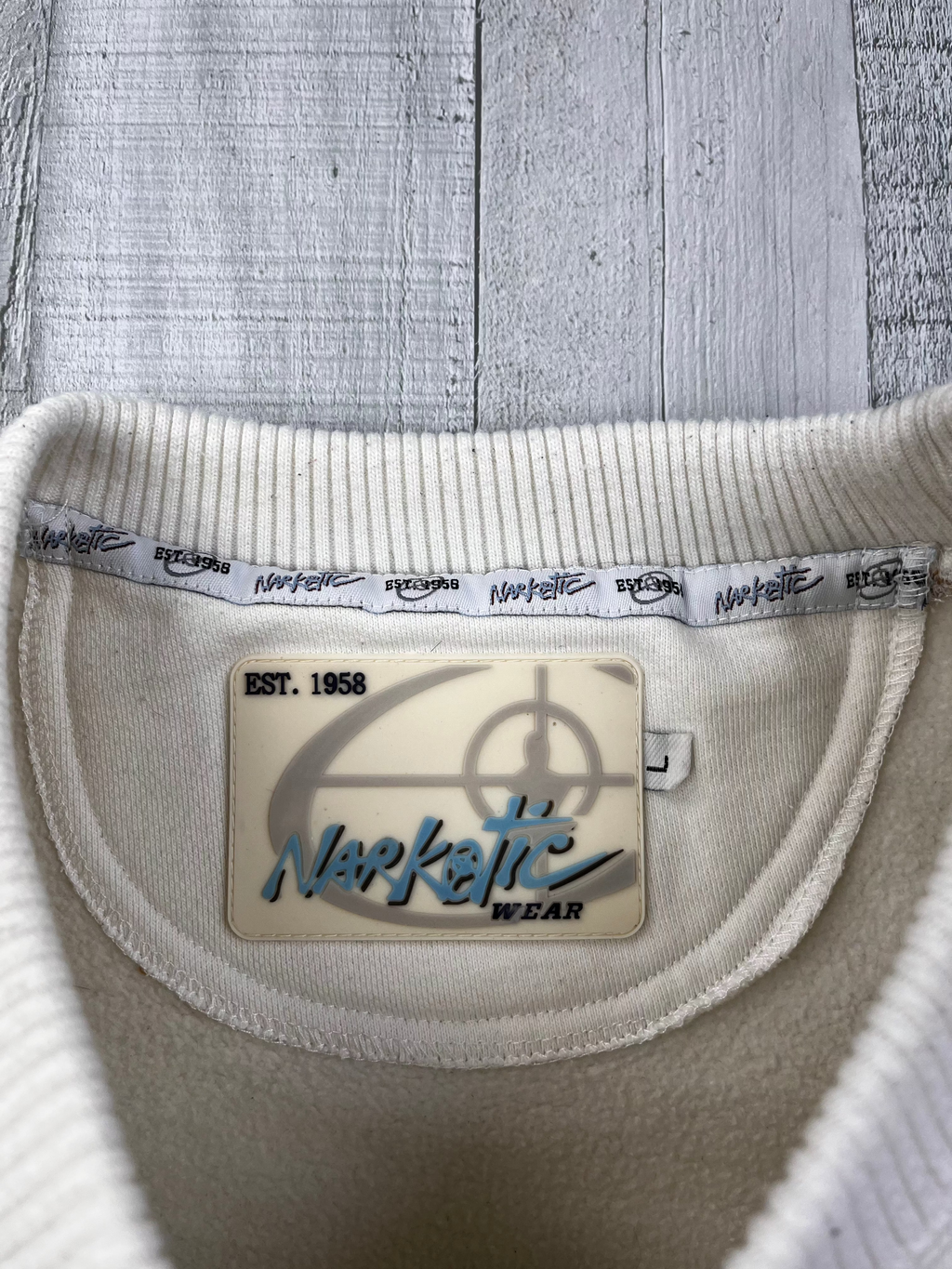 Narcotic Vintage Sweater 90s Weiß Hellblau L