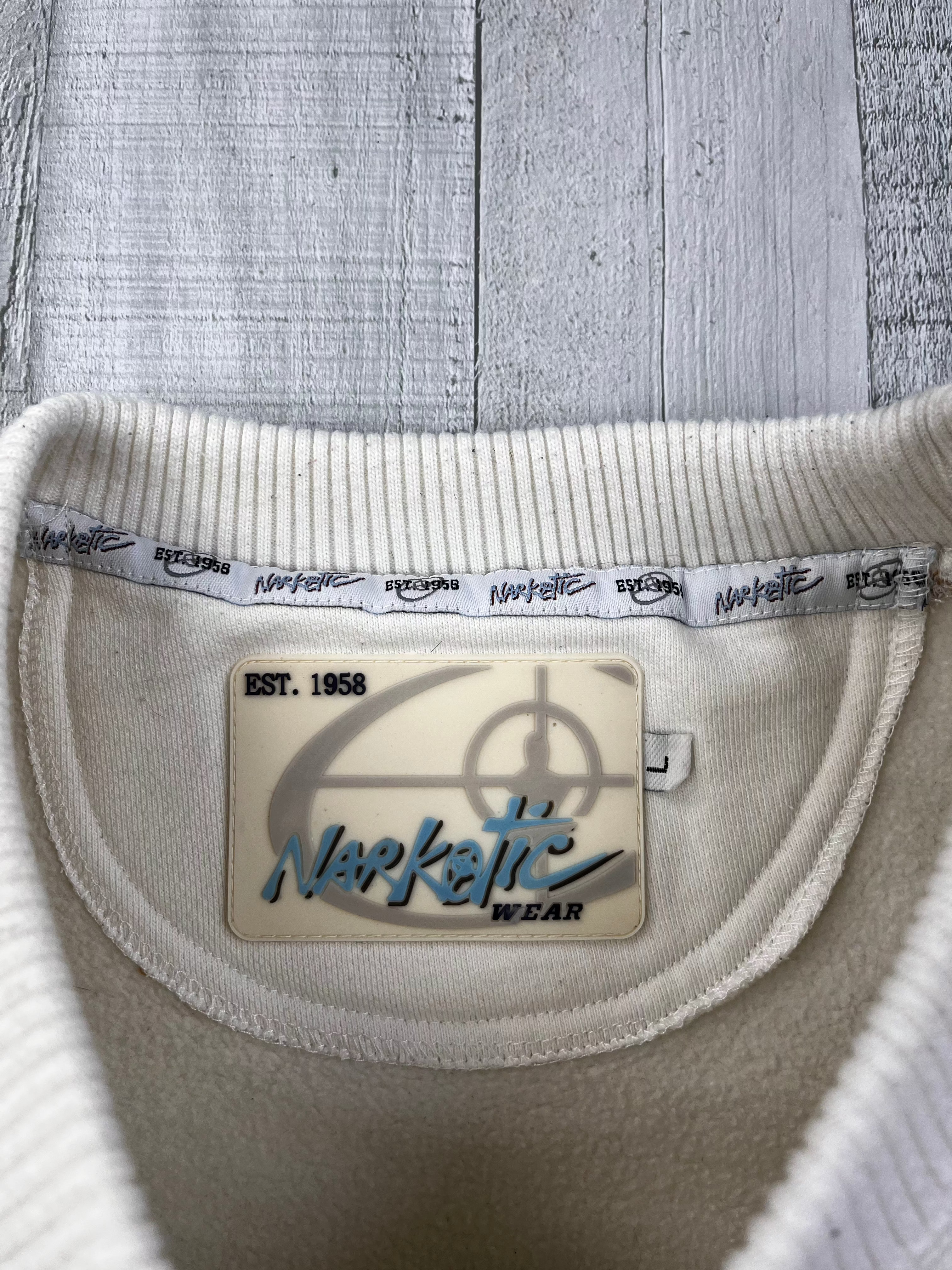 Narcotic Vintage Sweater 90s Weiß Hellblau L