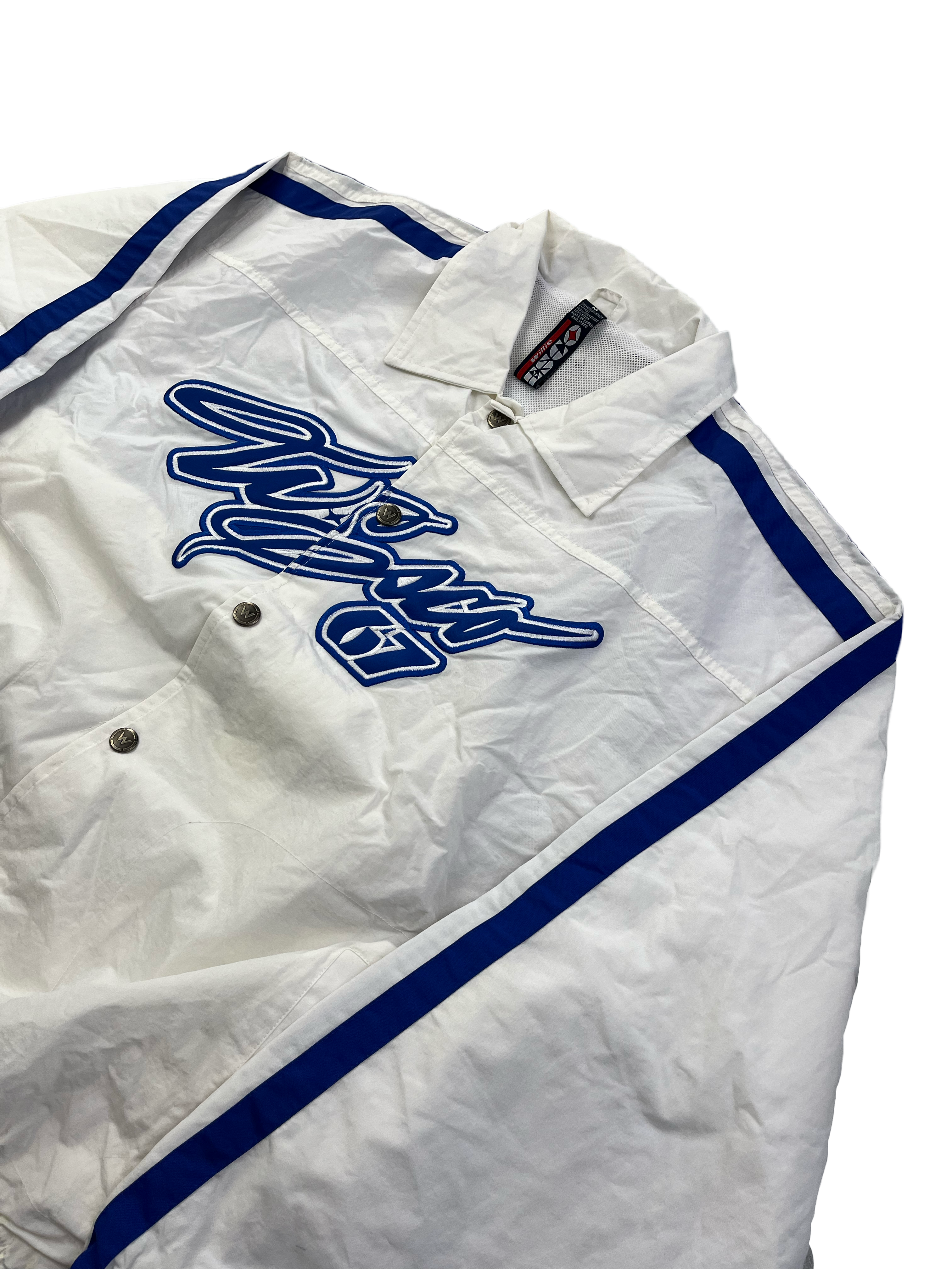 Willie Esco Vintage Trainngsjacke 90s Weiß Blau L