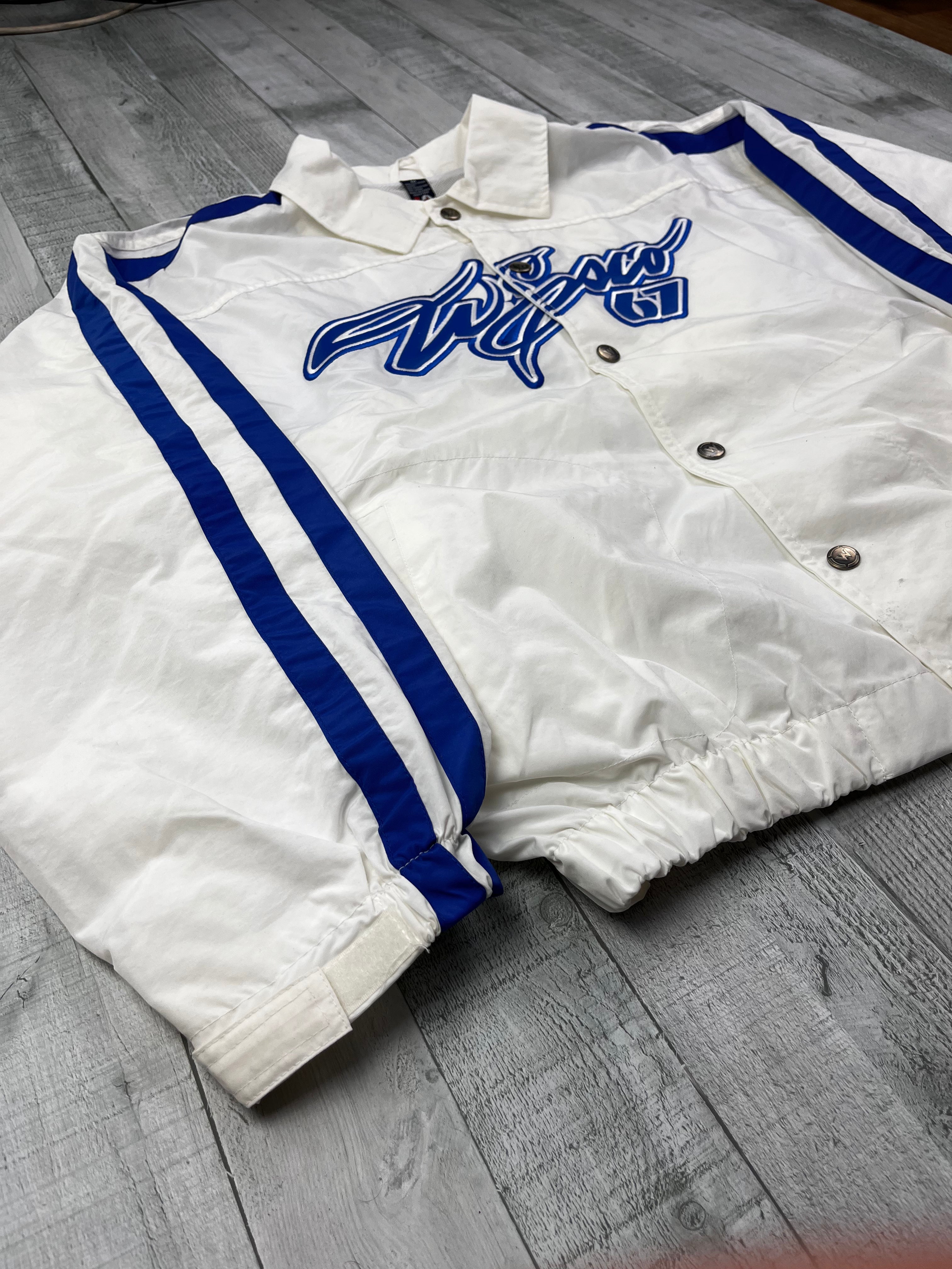 Willie Esco Vintage Trainingsjacke 90s Weiß Blau M