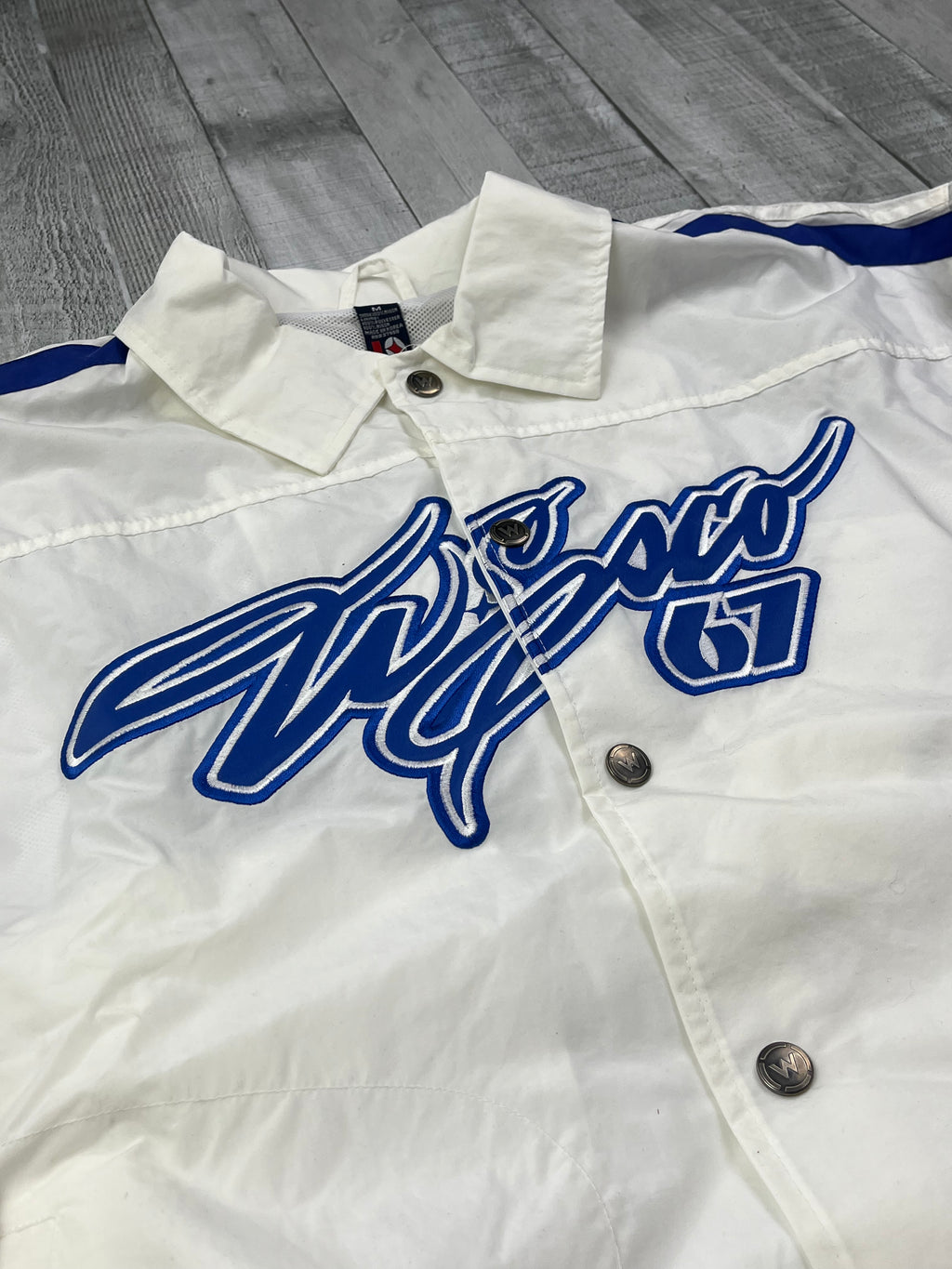 Willie Esco Vintage Trainingsjacke 90s Weiß Blau M