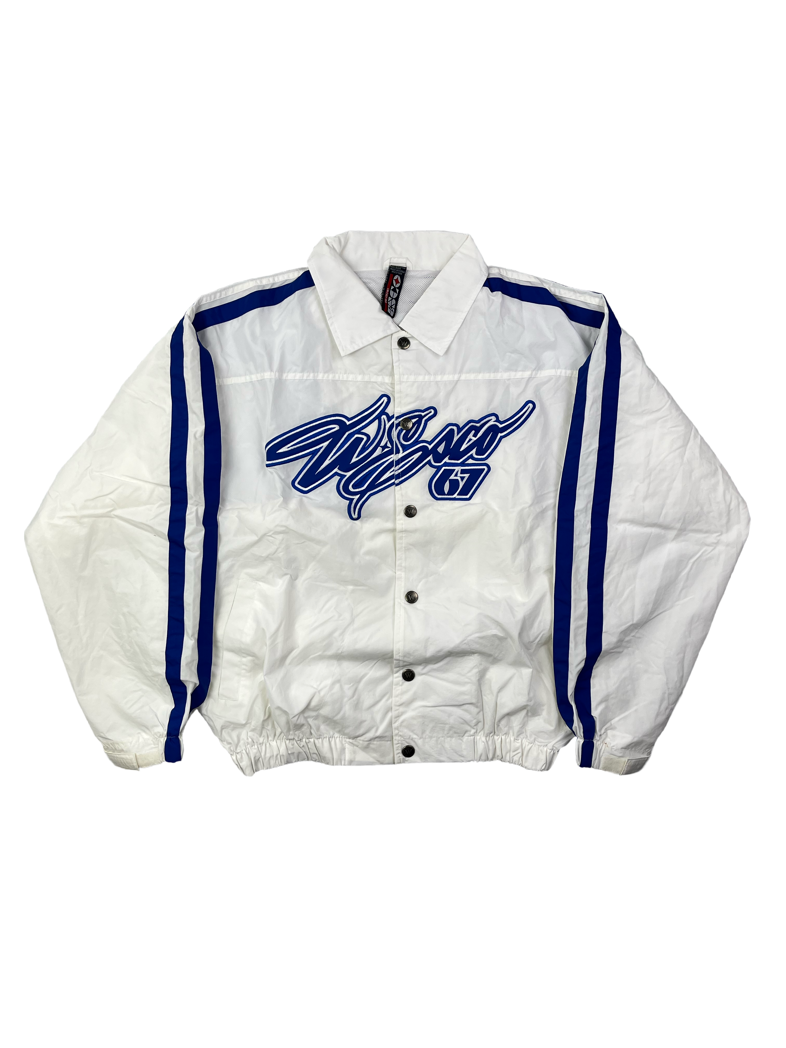 Willie Esco Vintage Trainingsjacke 90s Weiß Blau M