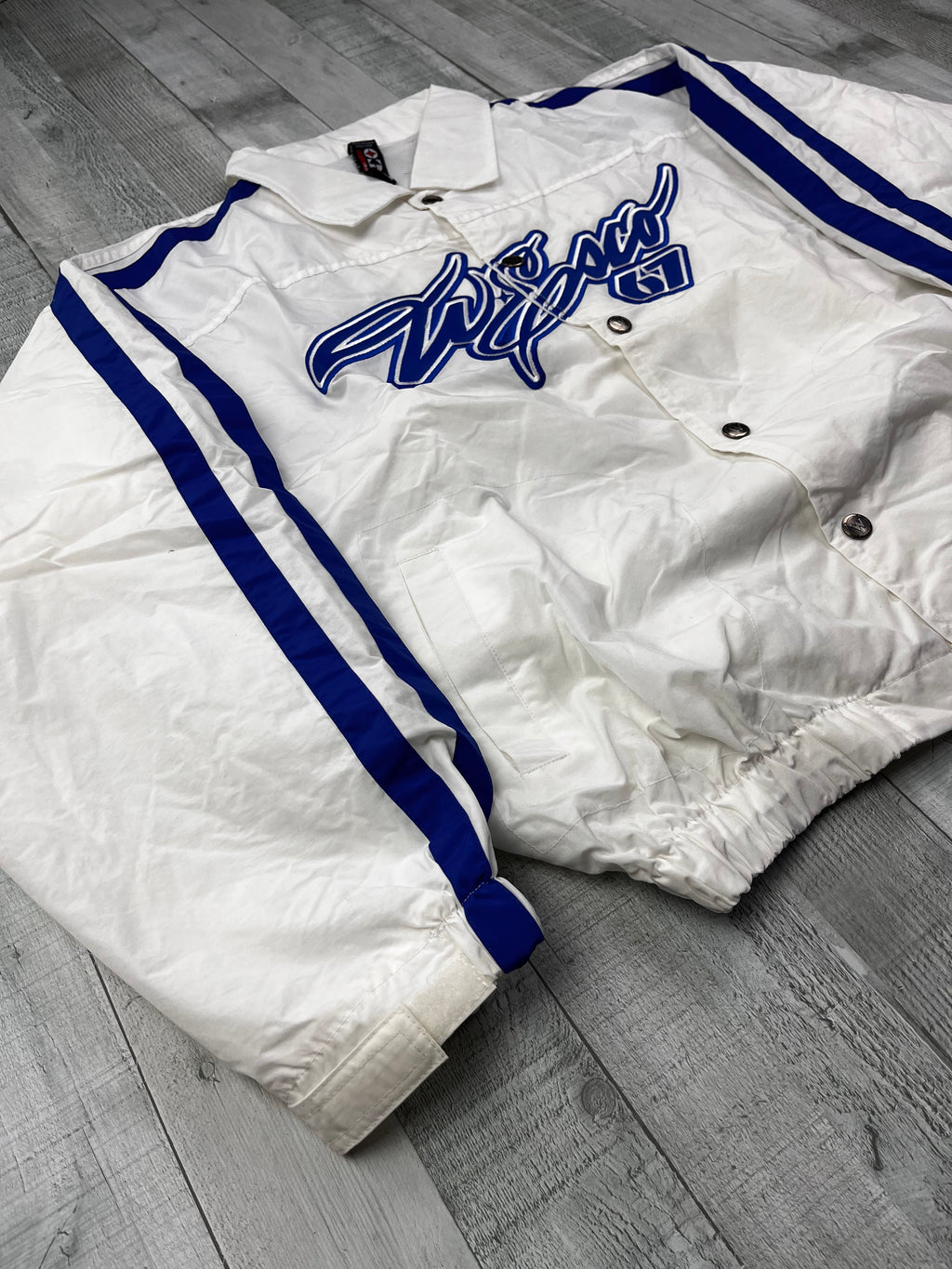 Willie Esco Vintage Trainingsjacke 90s Weiß Blau M