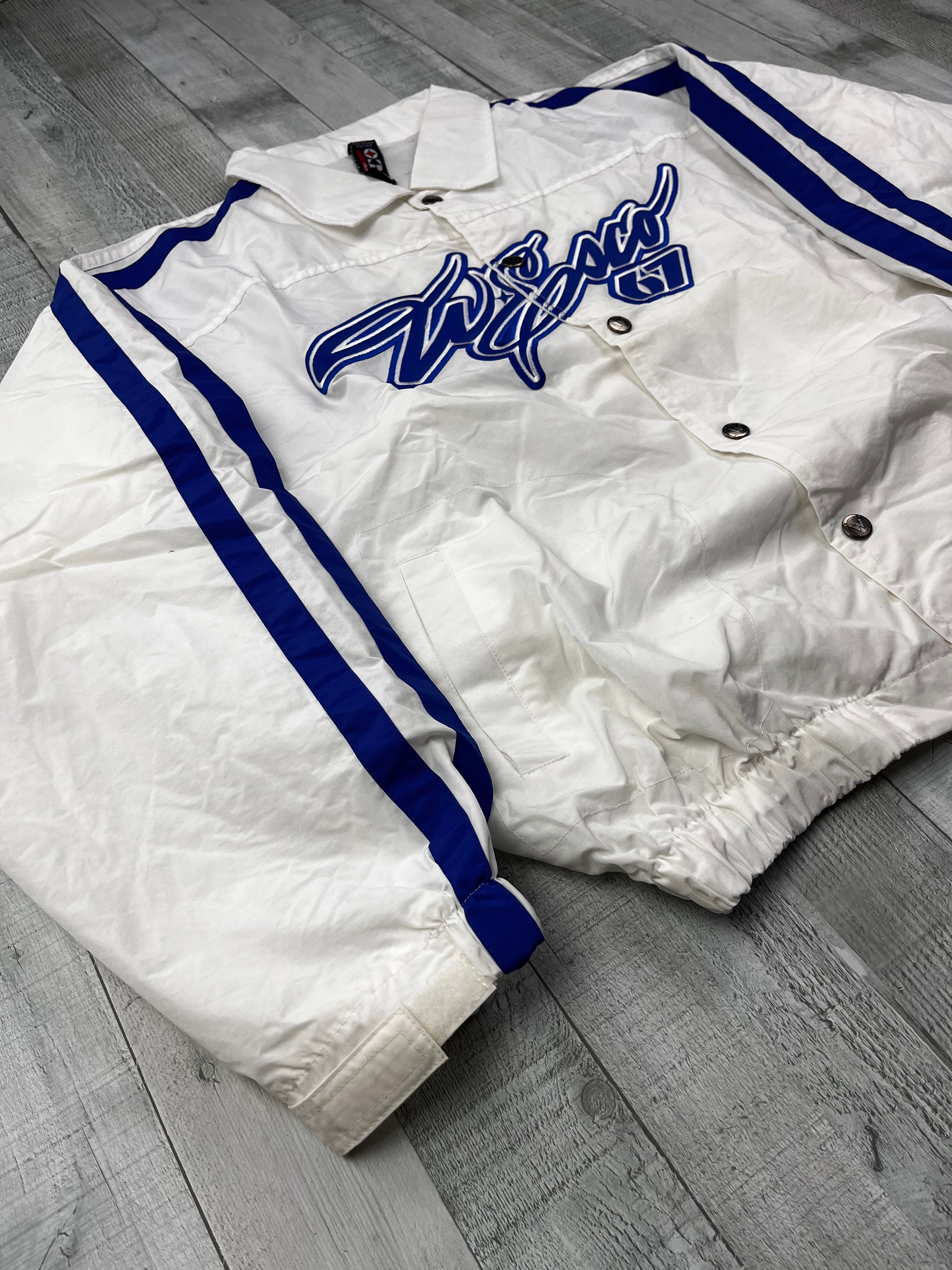 Willie Esco Vintage Trainingsjacke 90s Weiß Blau M