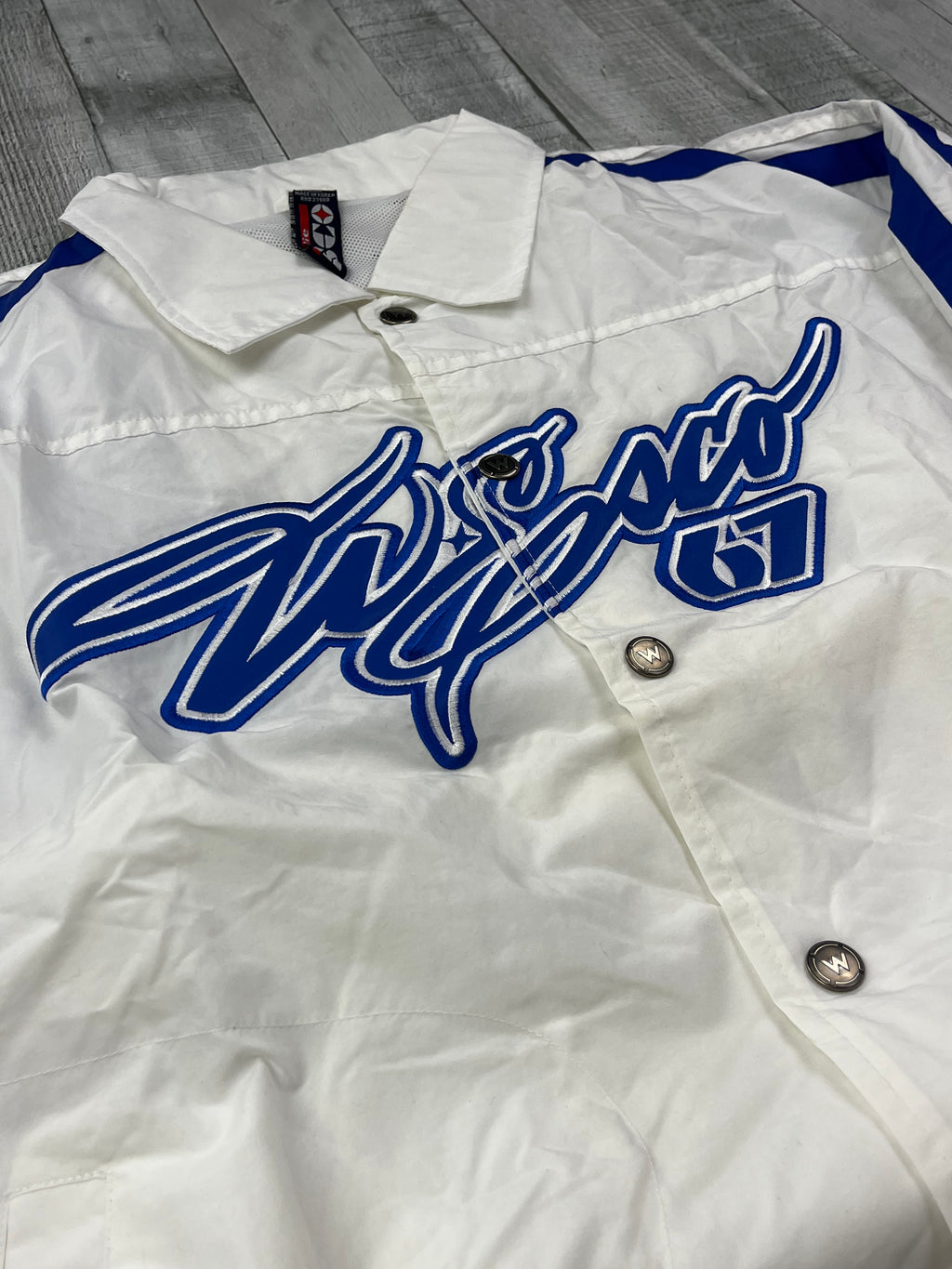 Willie Esco Vintage Trainingsjacke 90s Weiß Blau M