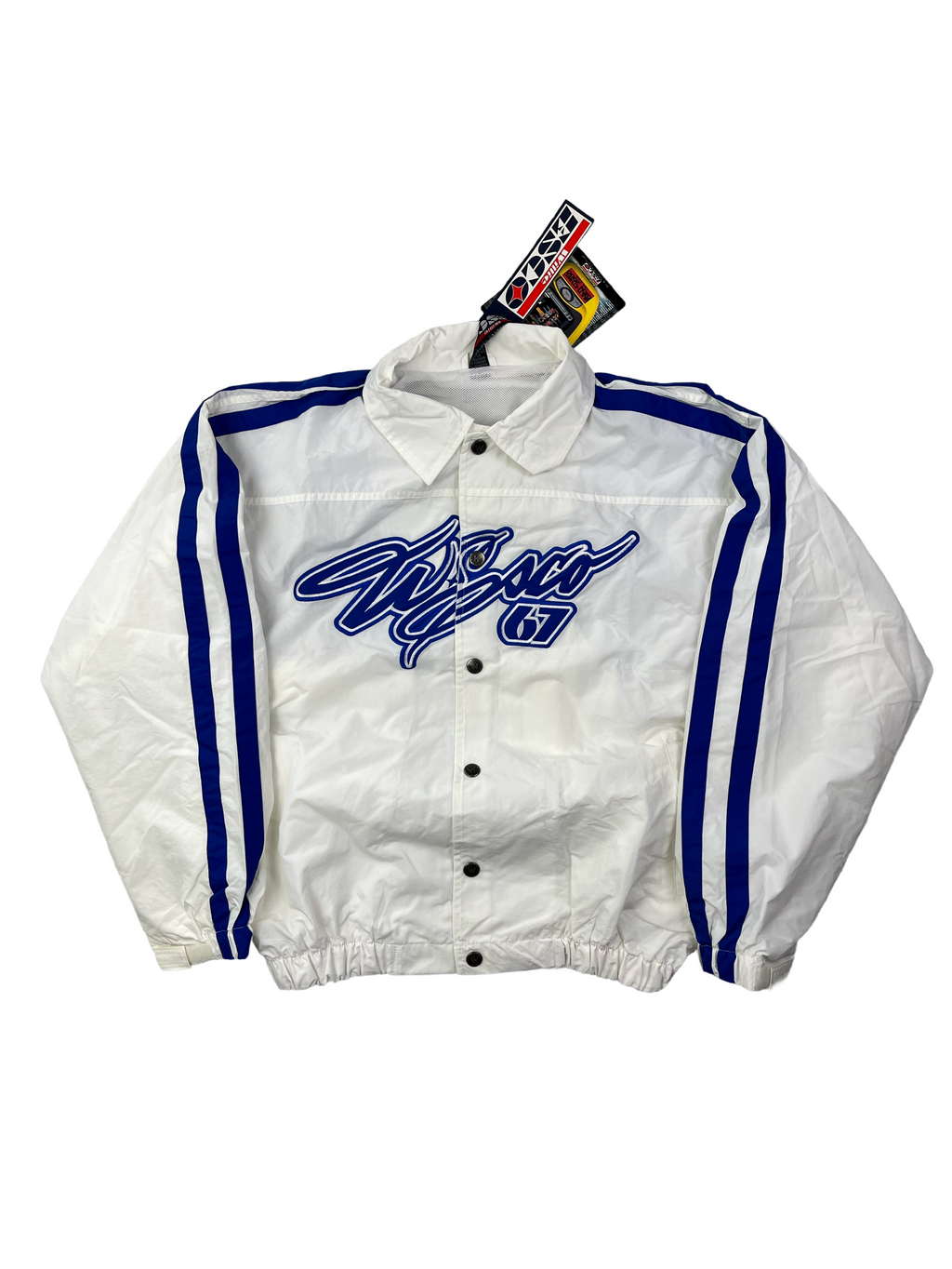 Willie Esco Vintage Trainingsjacke 90s Weiß Blau M