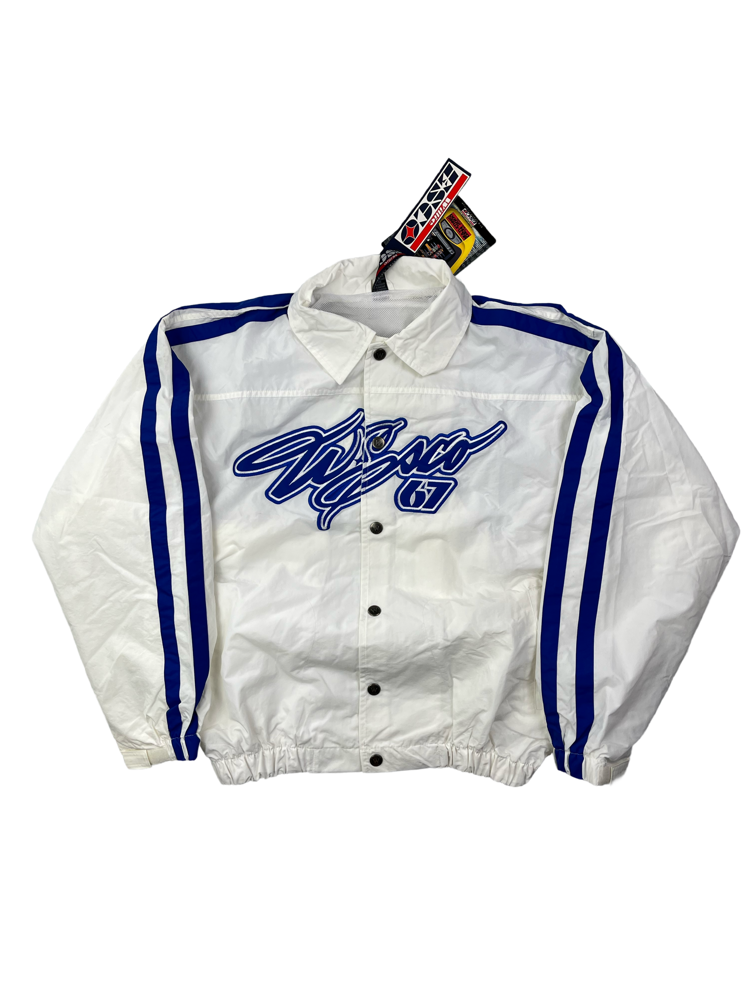 Willie Esco Vintage Trainingsjacke 90s Weiß Blau M