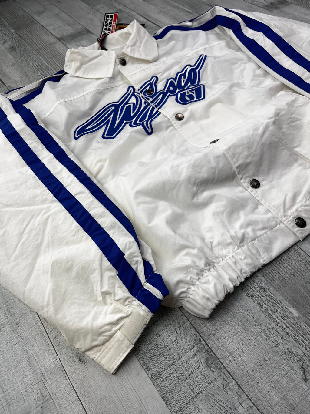 Willie Esco Vintage Trainingsjacke 90s Weiß Blau M