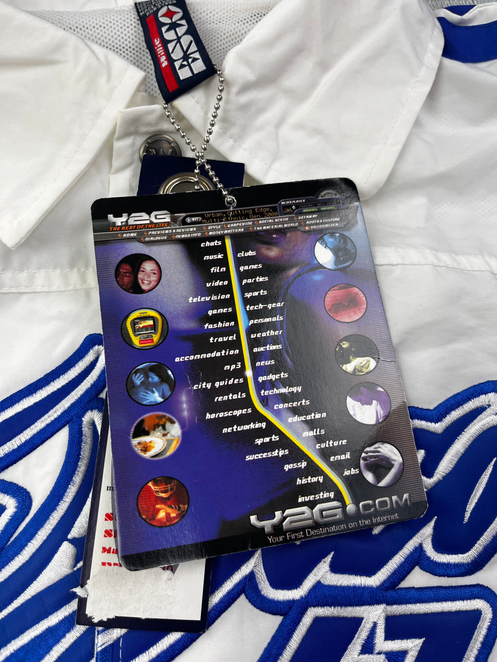 Willie Esco Vintage Trainingsjacke 90s Weiß Blau M