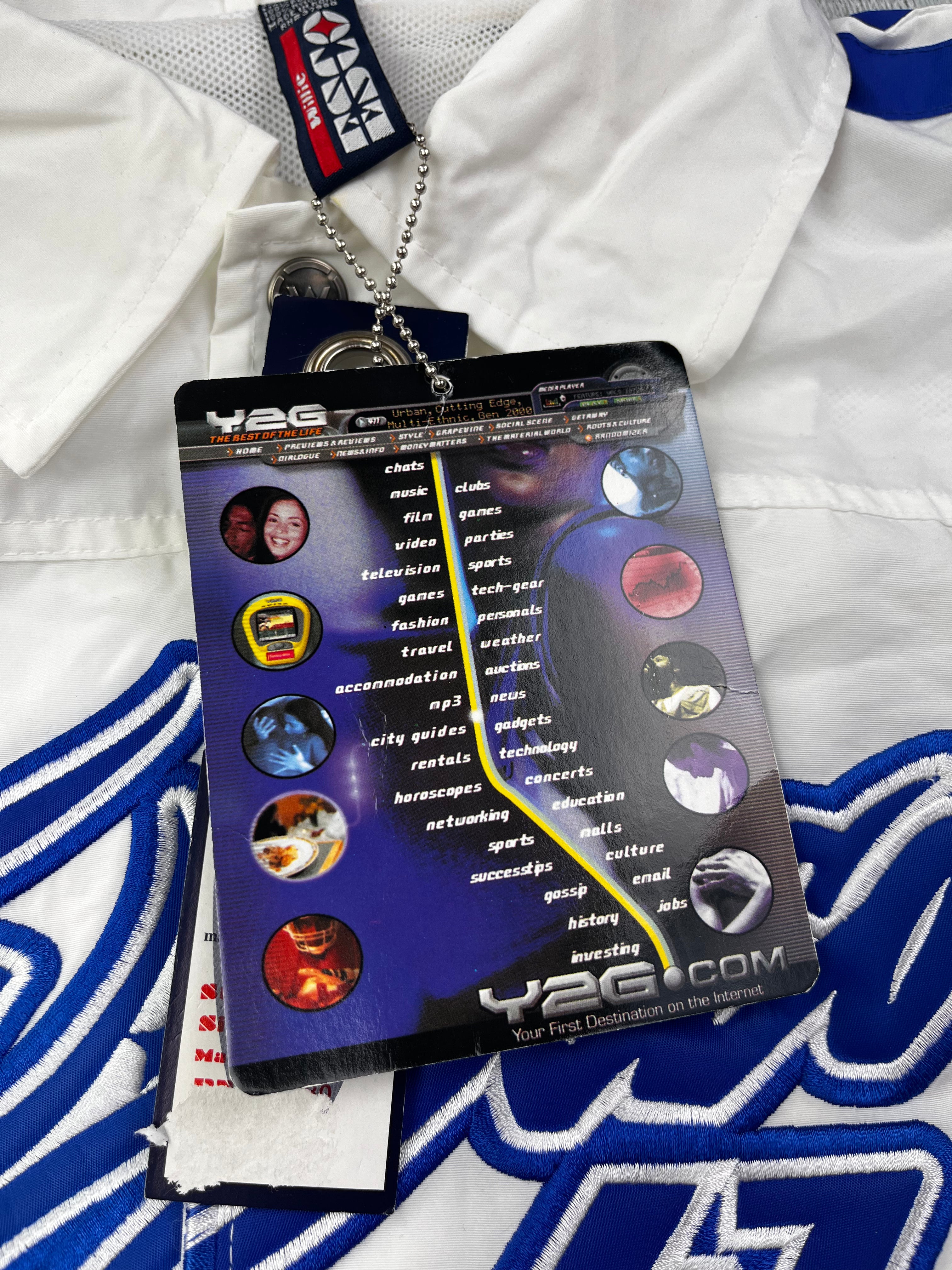 Willie Esco Vintage Trainingsjacke 90s Weiß Blau M