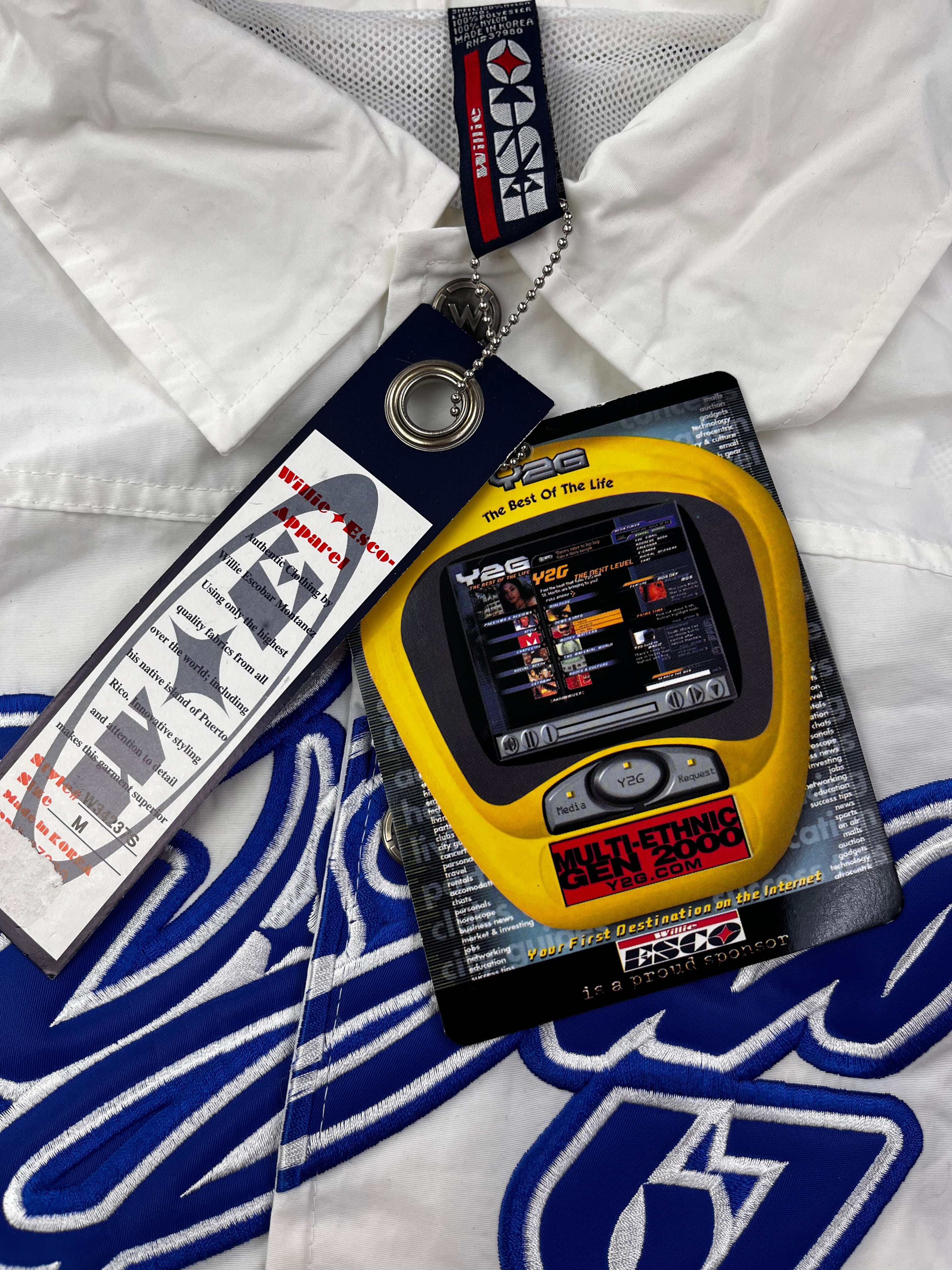 Willie Esco Vintage Trainingsjacke 90s Weiß Blau M