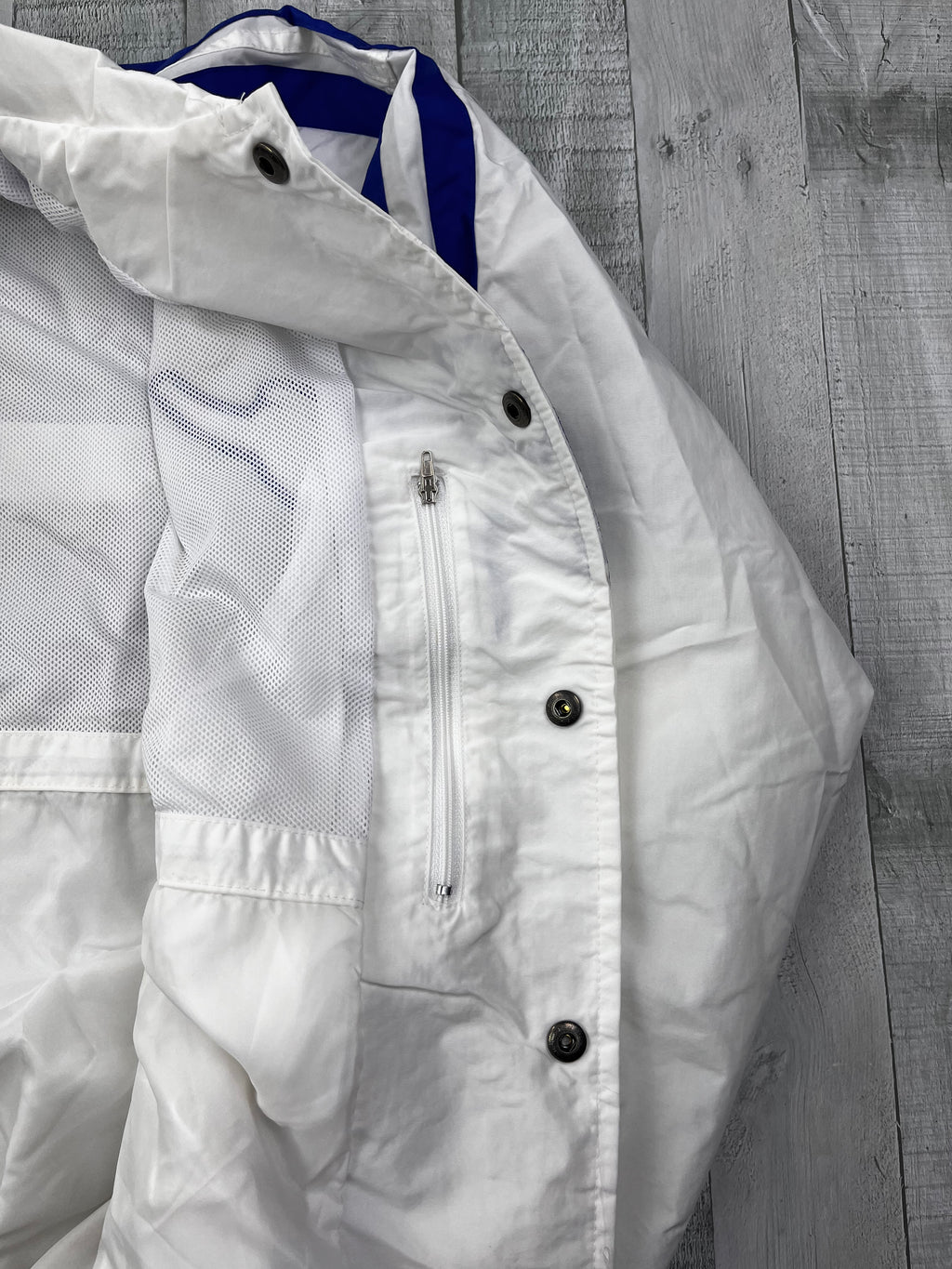 Willie Esco Vintage Trainingsjacke 90s Weiß Blau M