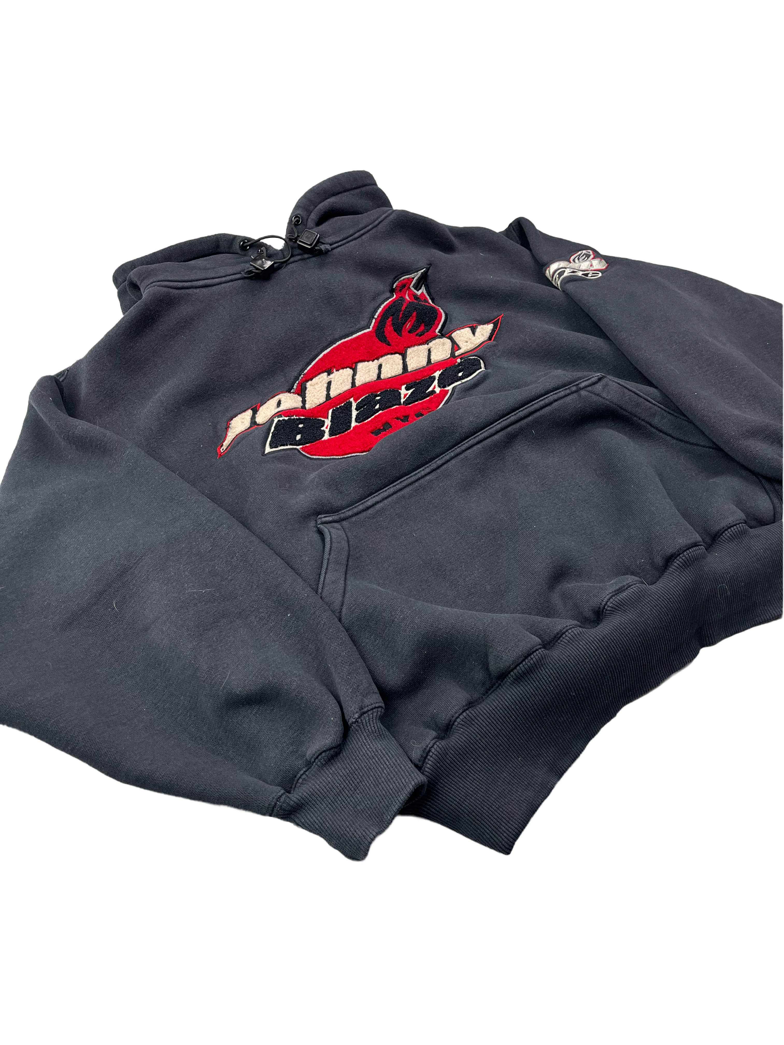 Johnny Blaze Vintage Hoodie 90s Selten Schwarz Rot L
