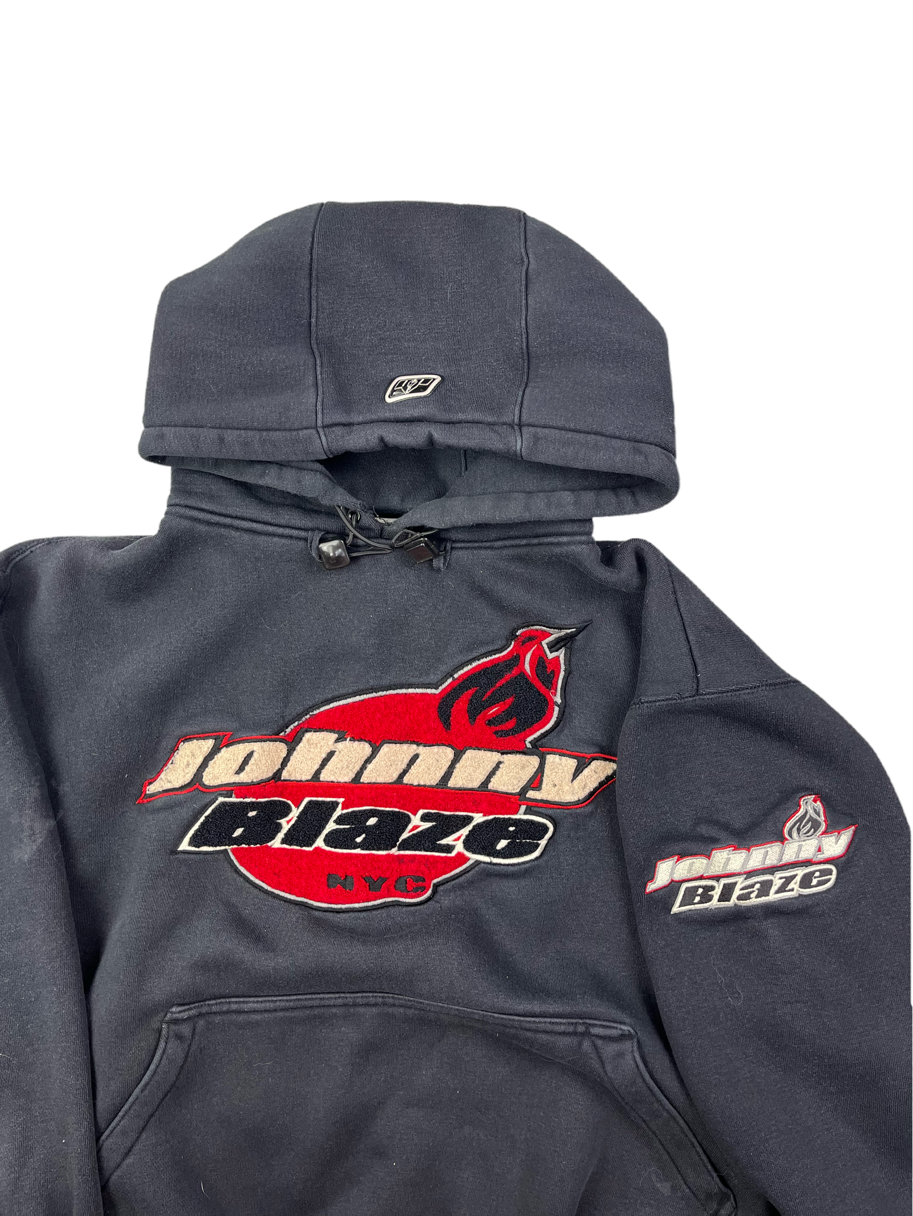 Johnny Blaze Vintage Hoodie 90s Selten Schwarz Rot L