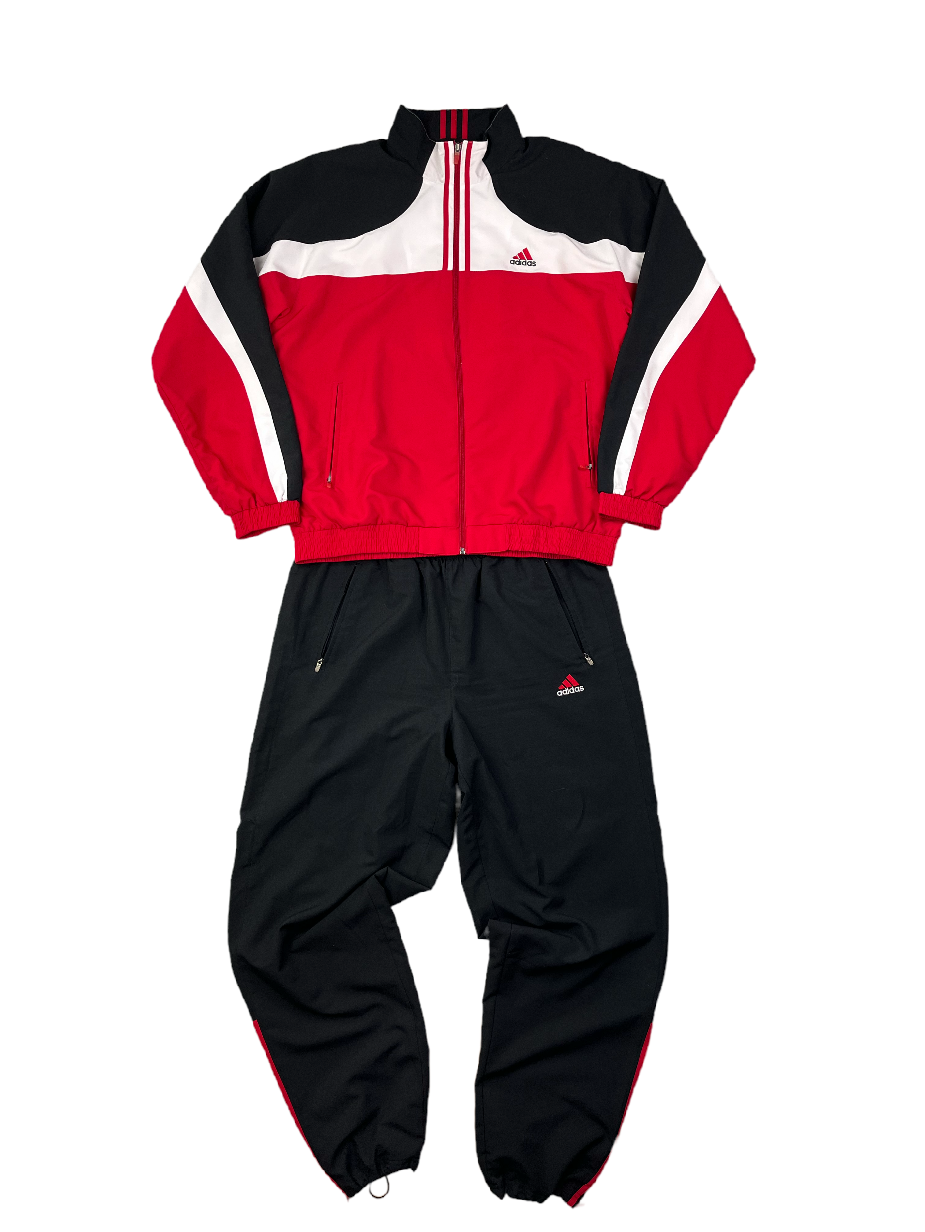 Adidas Vintage Trainingsanzug Y2K Rot Schwarz XL