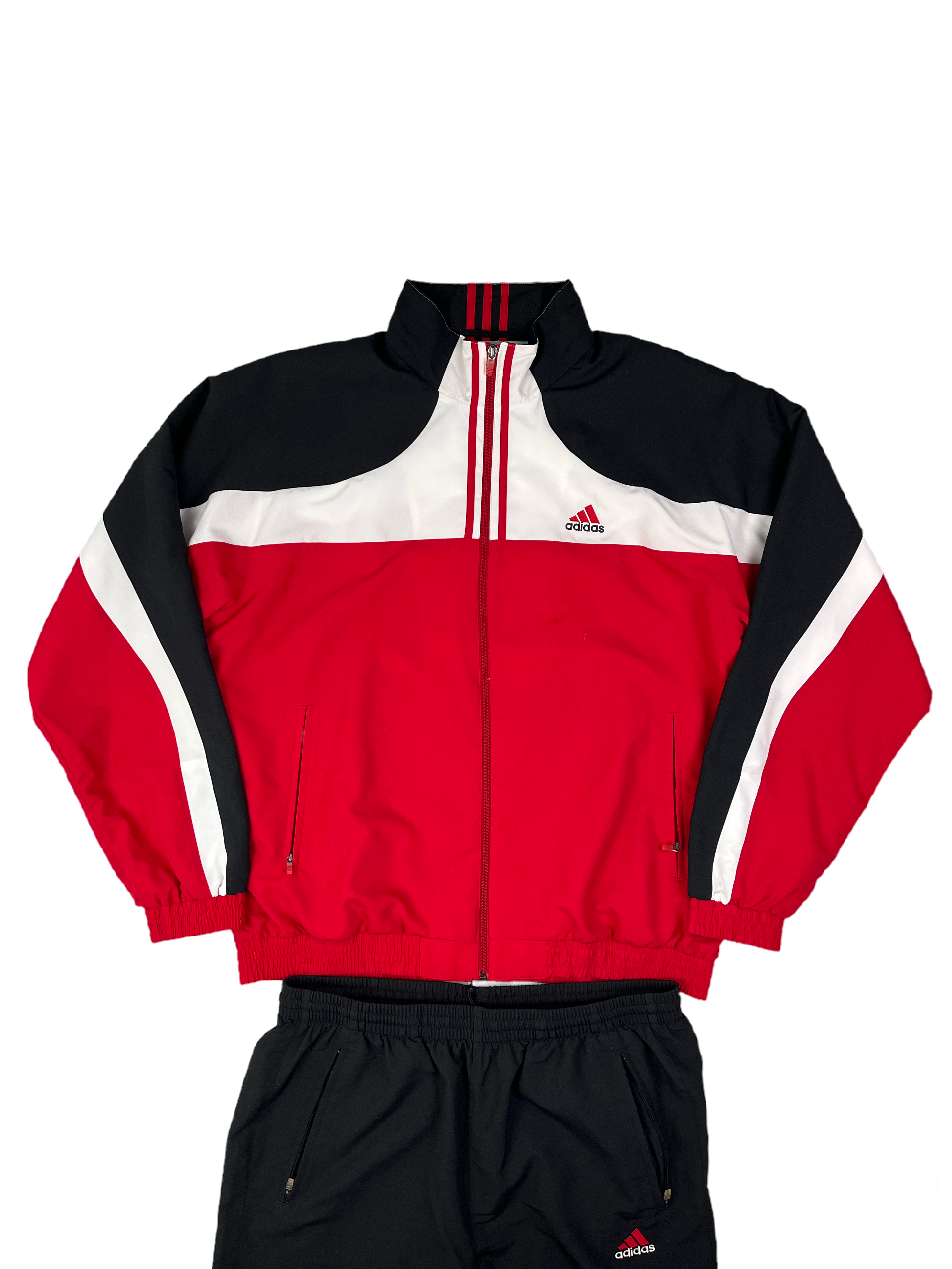 Adidas Vintage Trainingsanzug Y2K Rot Schwarz XL