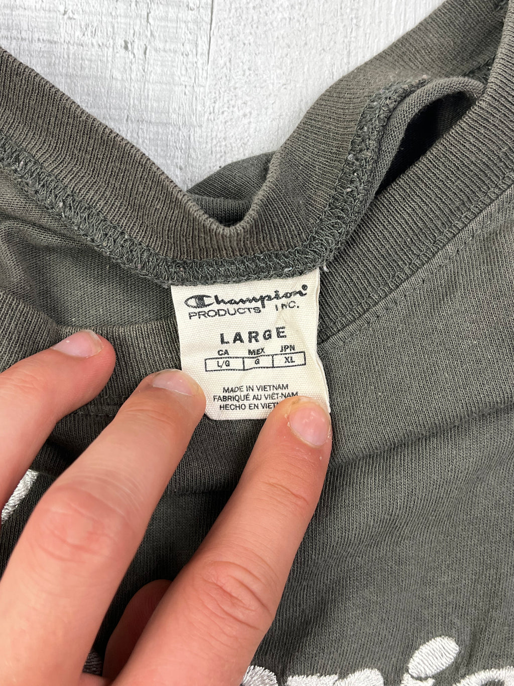 Champion Vintage Tshirt Y2K Khaki L